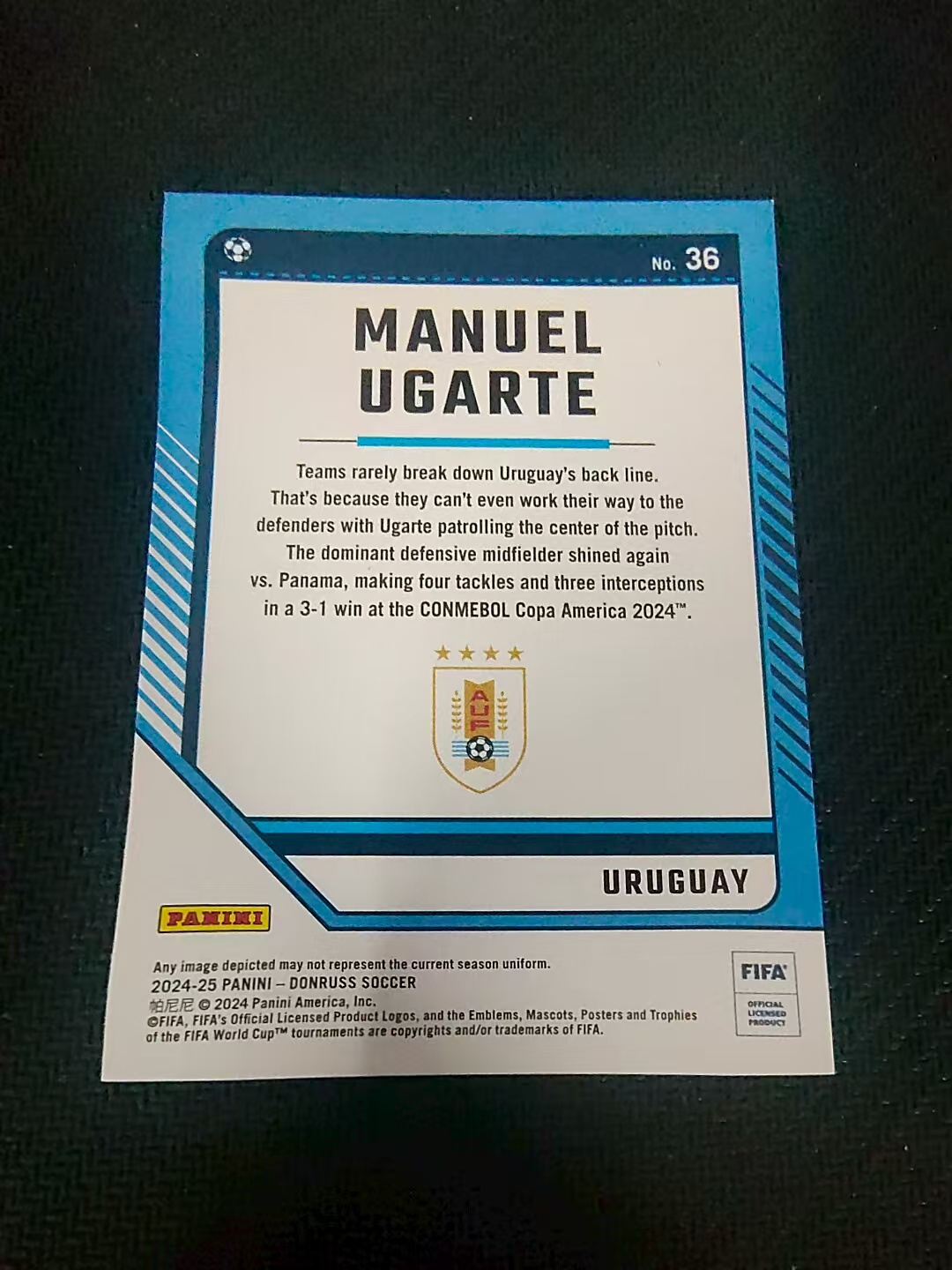 【可合并,不累计】2024-25 Panini Donruss Manuel Ugarte 乌拉圭 乌加特 FIFA 杜蕾斯 划痕 边角瑕疵 #36
