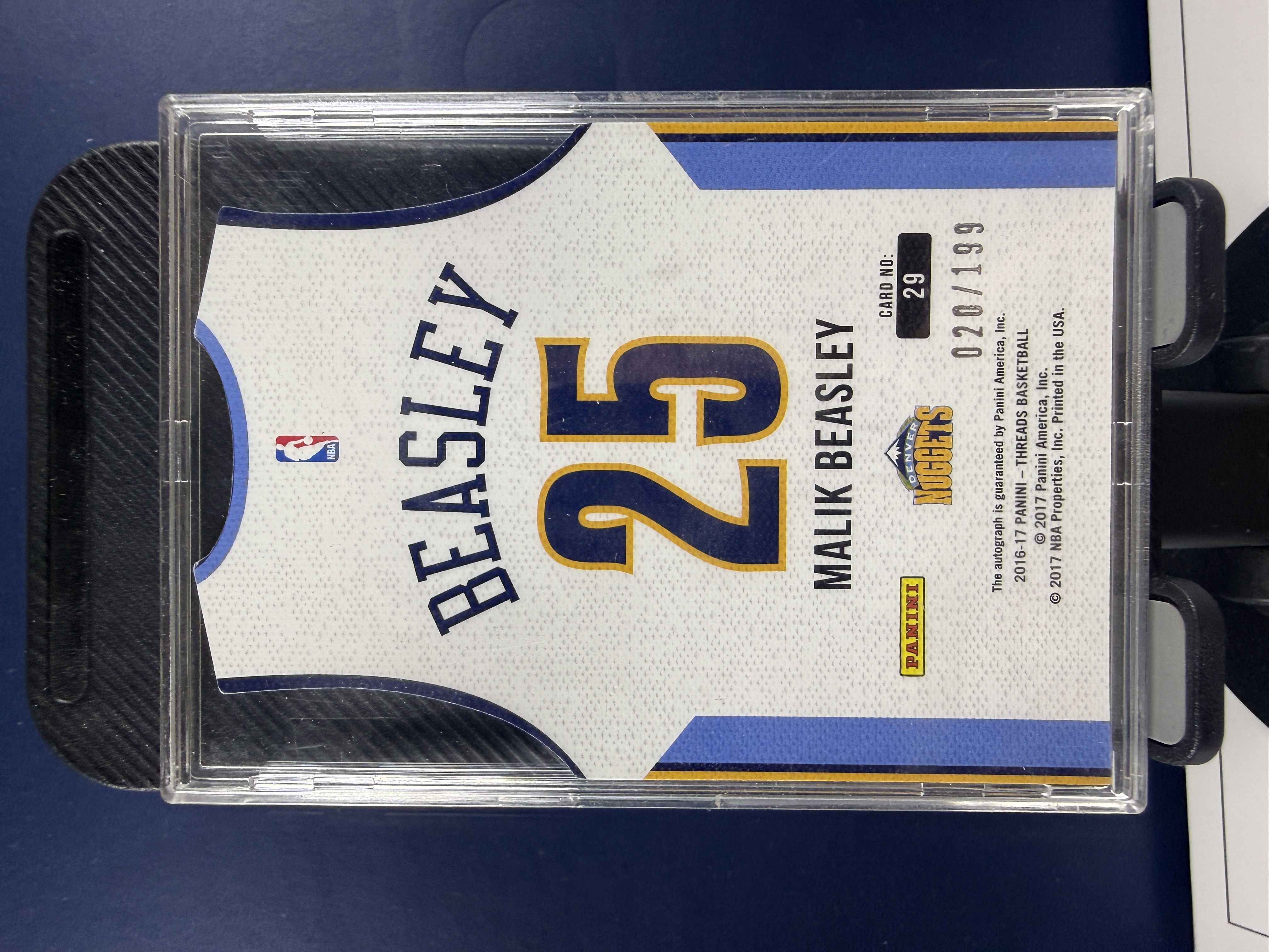 2016-17 Panini Threads Malik Beasley 小背心 掘金 马利克比斯利 签字 199编 蓝笔签 收藏必备 (沸腾)