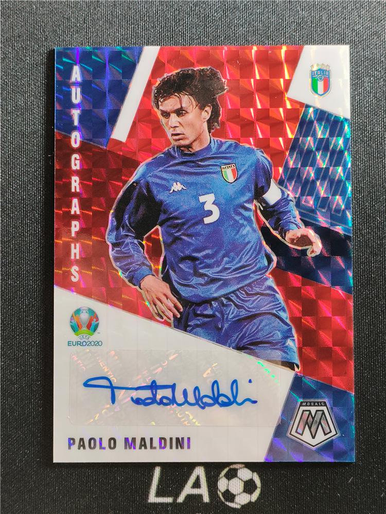 【LA足球】2021 PANINI MOSAIC 欧洲杯 马赛克 元年 PAOLO MALDINI 意大利 马尔蒂尼 AC米兰 红折 签字卡 完美墨 微瑕如图 K85B