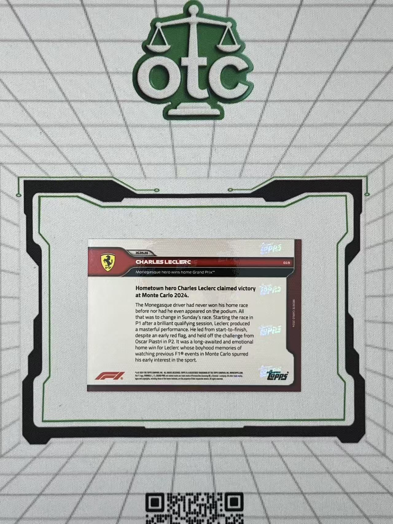 2024 Topps F1 Now Charles Leclerc 【盎司收藏】查尔斯 勒克莱尔 乐扣 时刻 法拉利 摩纳哥主场夺冠 vvww