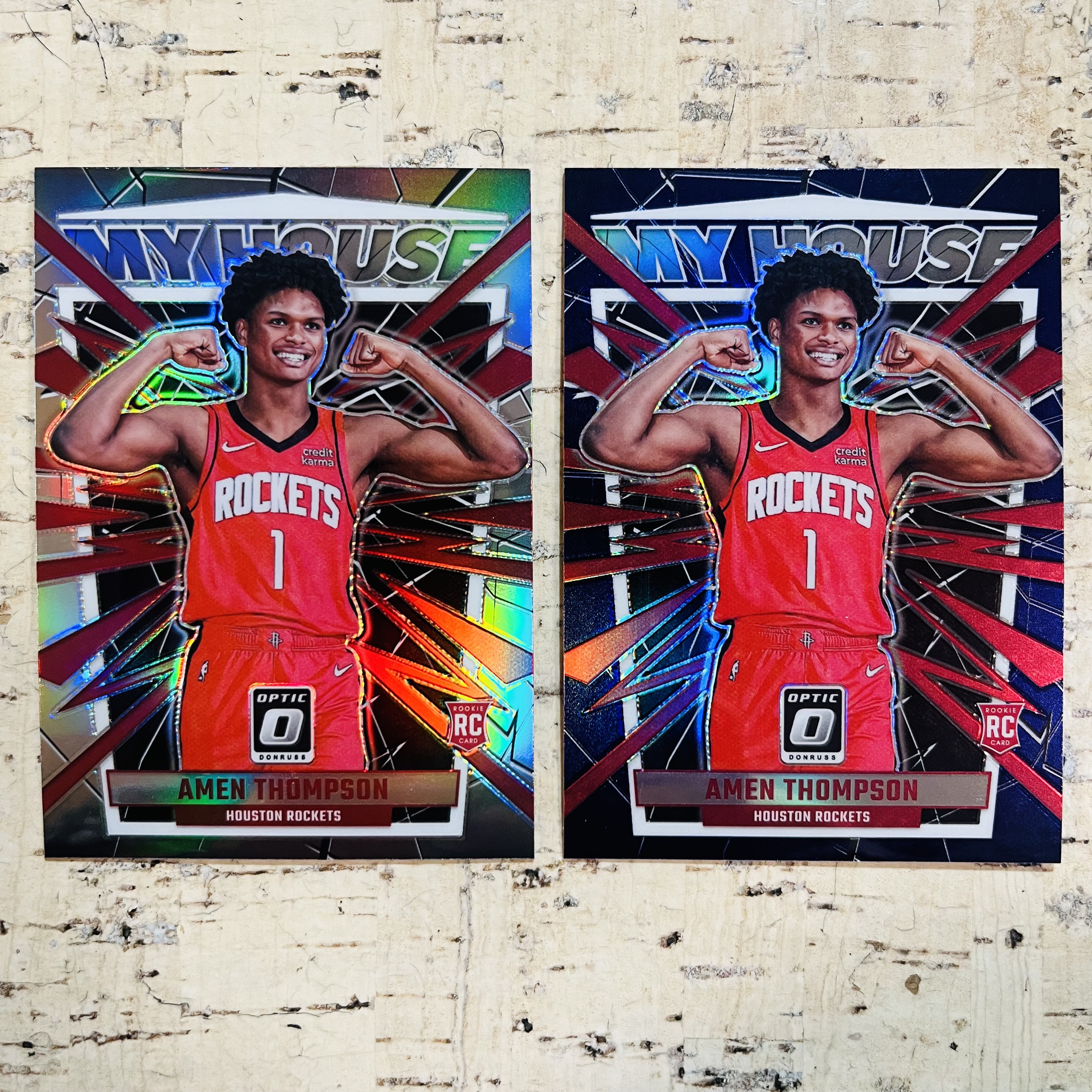 2023-24 Panini Optic Amen Thompson RC 新秀 火箭 阿门 汤普森 正紫折 正银折 2张打包 my house 特卡【小卡迷拍卖 可累积半年】