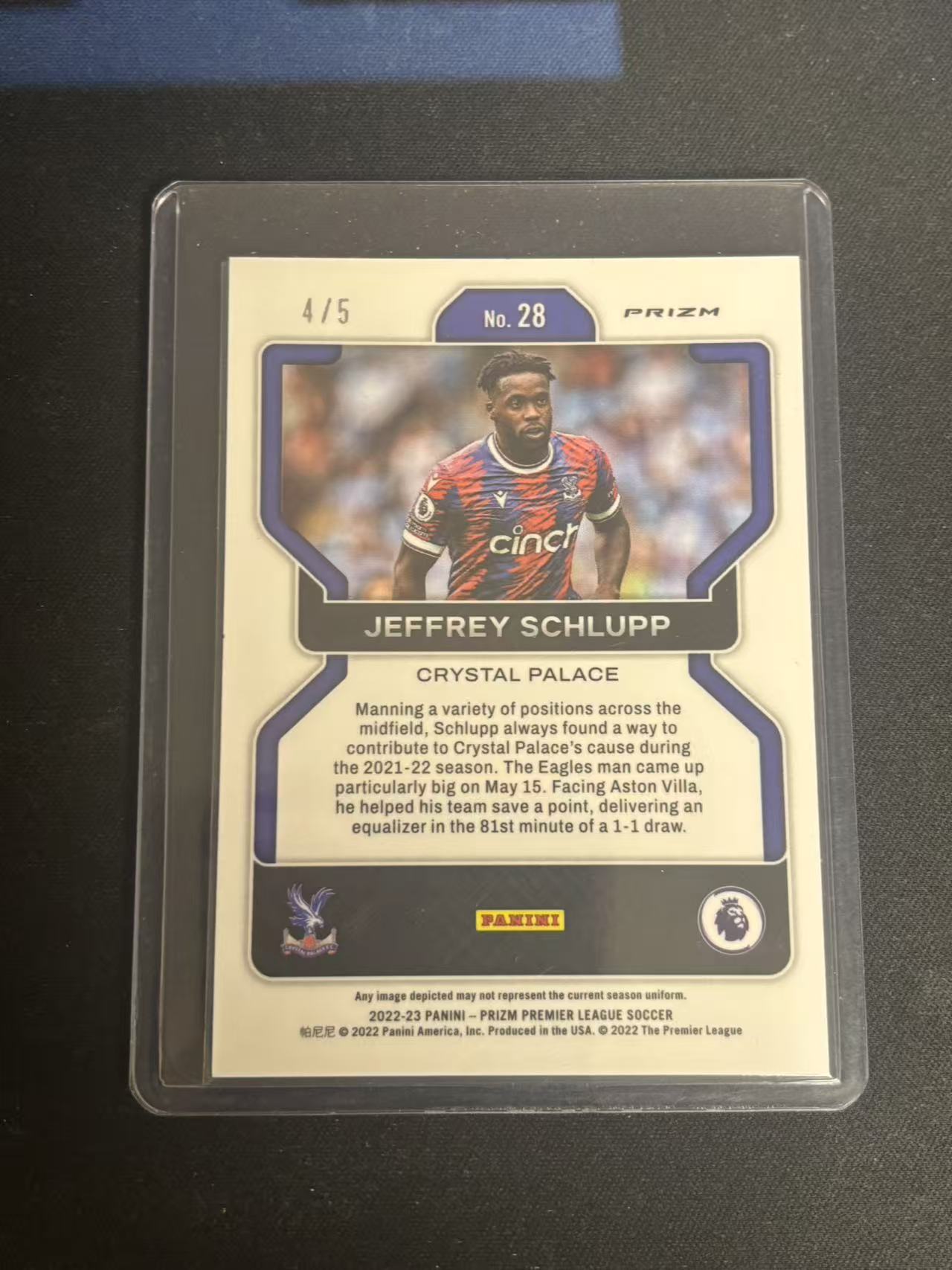 2022-23 Panini Prizm Jeffrey Schlupp 加纳 水晶宫 诺维奇 后卫 施卢普 绿泡泡折 限量 5编 卡品如图