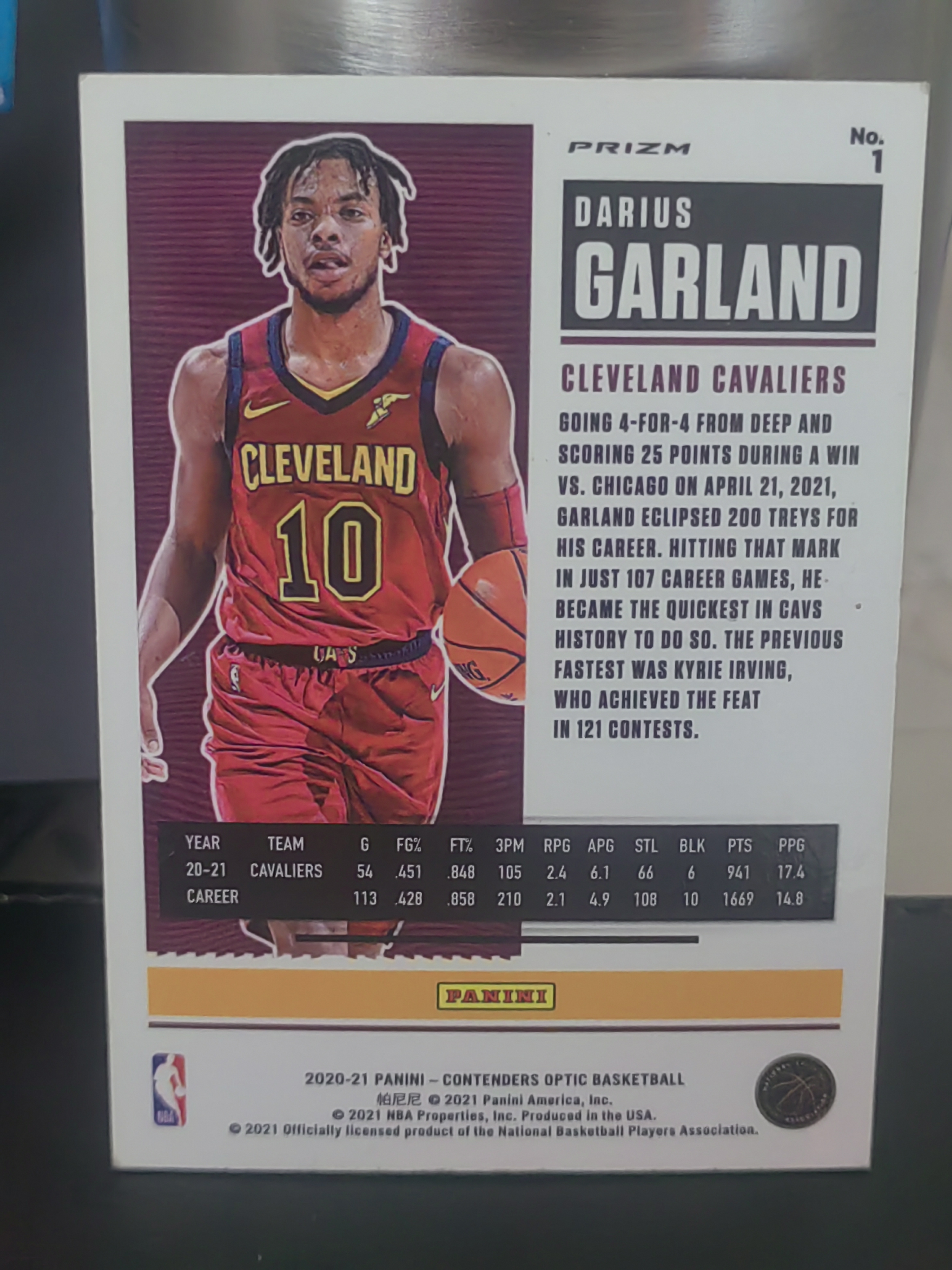 2020-21 Panini Contenders Optic Darius Garland 球票OP 达里厄斯 加兰 骑士 红折 篮 白边白角 不保卡品 卡品如图