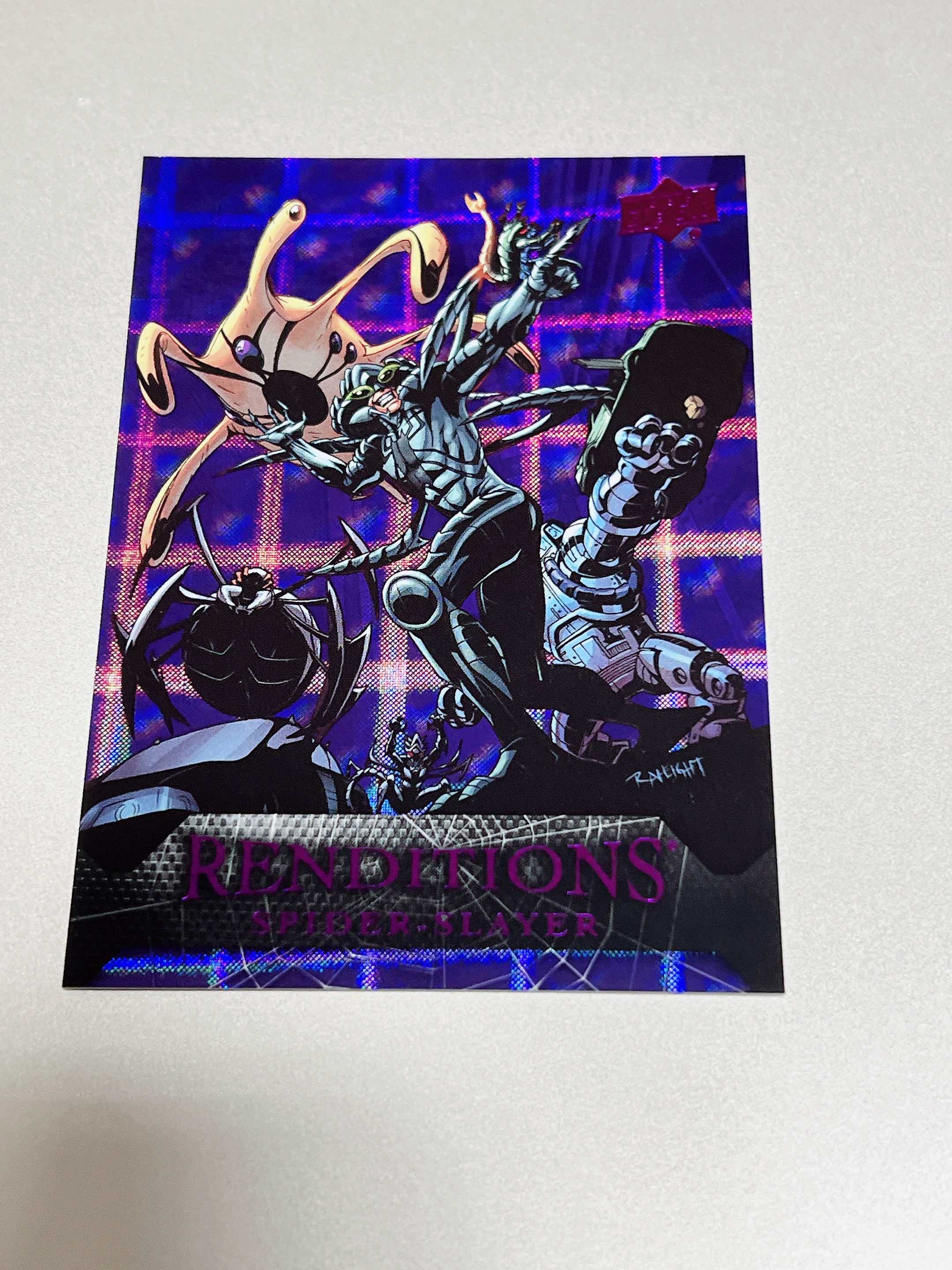 2024 Upper Deck Marvel (MCU) 蜘蛛侠演绎 蜘蛛猎杀者 序号59 紫折射99编 UD漫威漫画蜘蛛侠 Renditions Spider-Slayer 57/99 Base带编