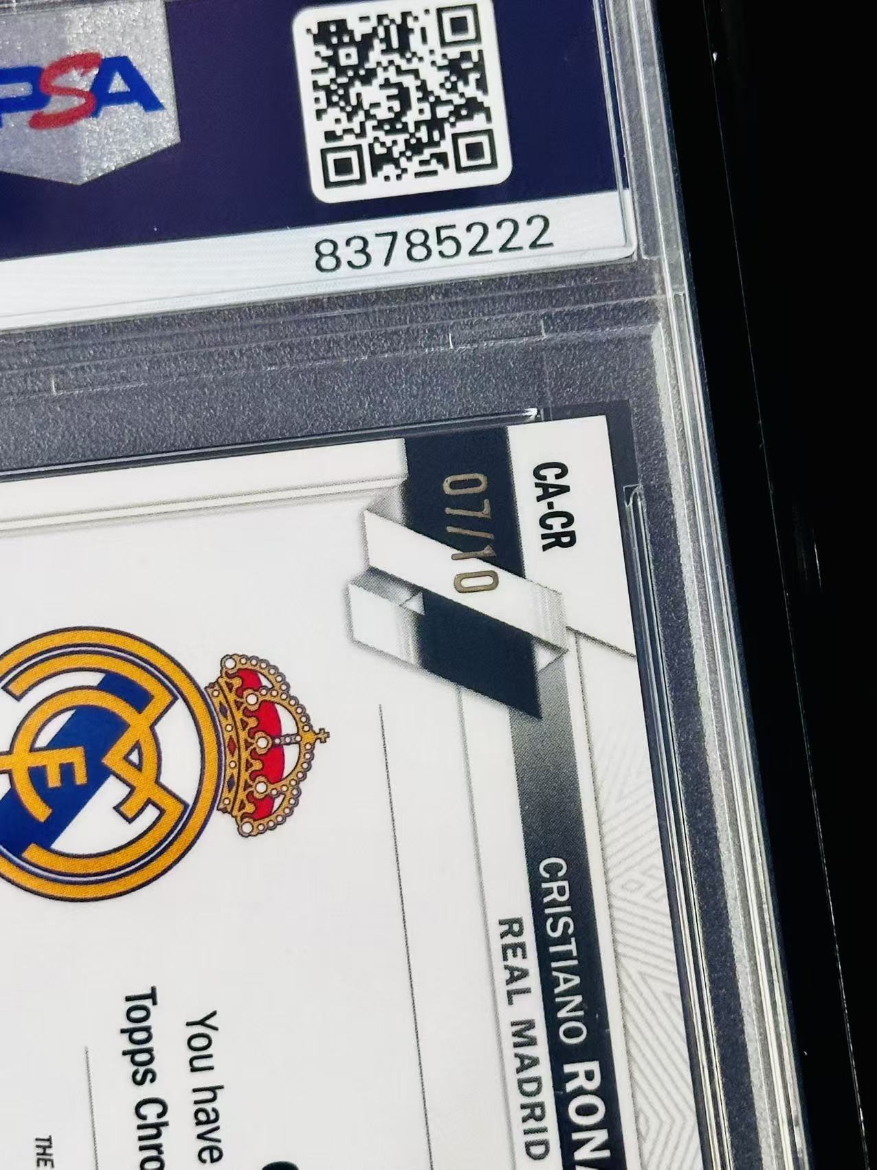 「07/10」2022-23 Topps Chrome Cristiano Ronaldo C罗 罗纳尔多07/10编 最低编同背 皇家马德里 Siu~无敌选图 正黑折 经典黑白配 PSA9 皇马曼联葡萄牙冲击历史 洛北拍卖 超人5265万