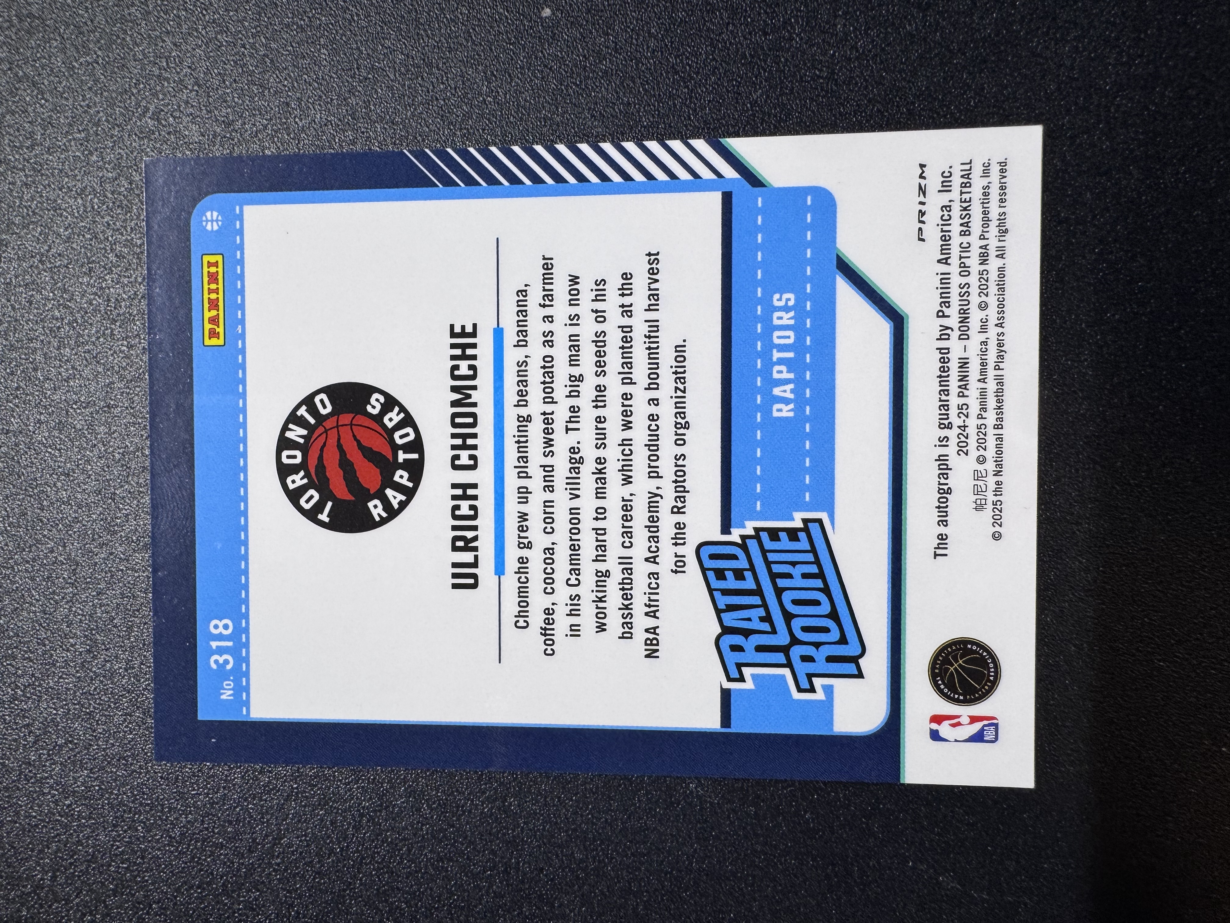 2024-25 Panini Optic Ulrich Chomche RC 杜蕾斯OP 新秀 猛龙 乔姆切 银圈圈折 折射 签字
