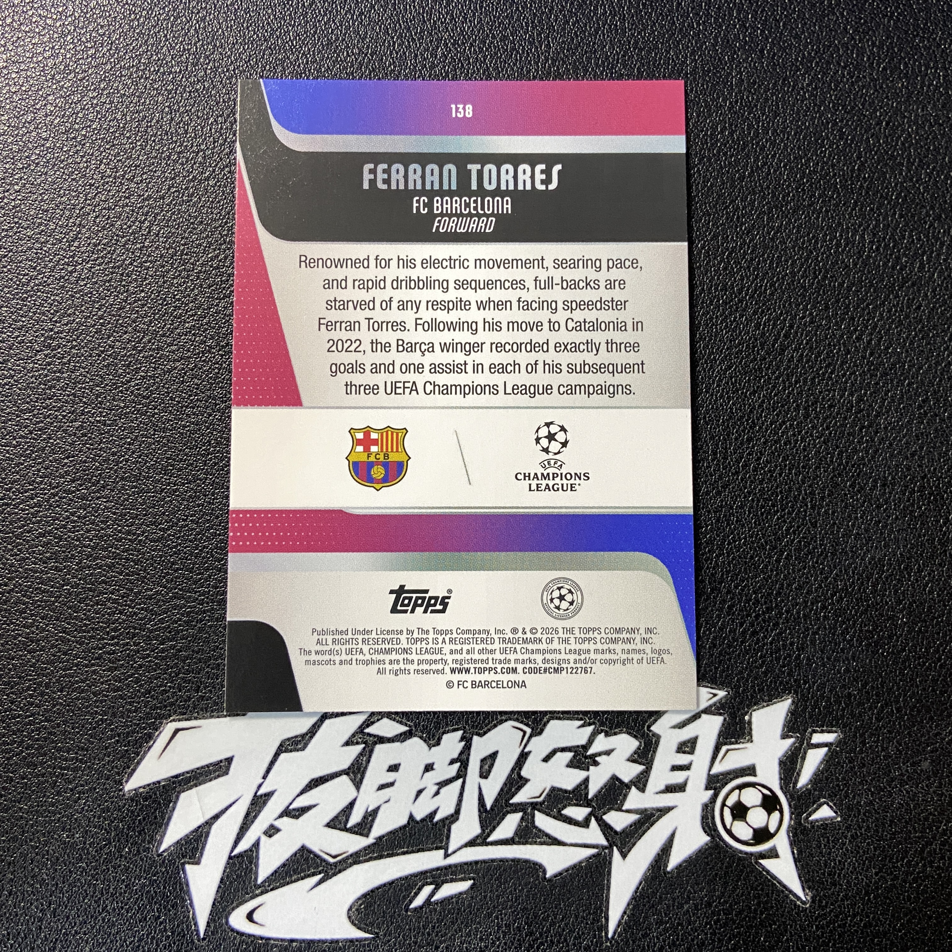 【拔脚代卖】2026 Topps UCC 欧冠 Ferran Torres 费兰 托雷斯 巴萨 西班牙 黑折 9/10编 超低编收藏必备 瑕疵如图|拔脚白头H37