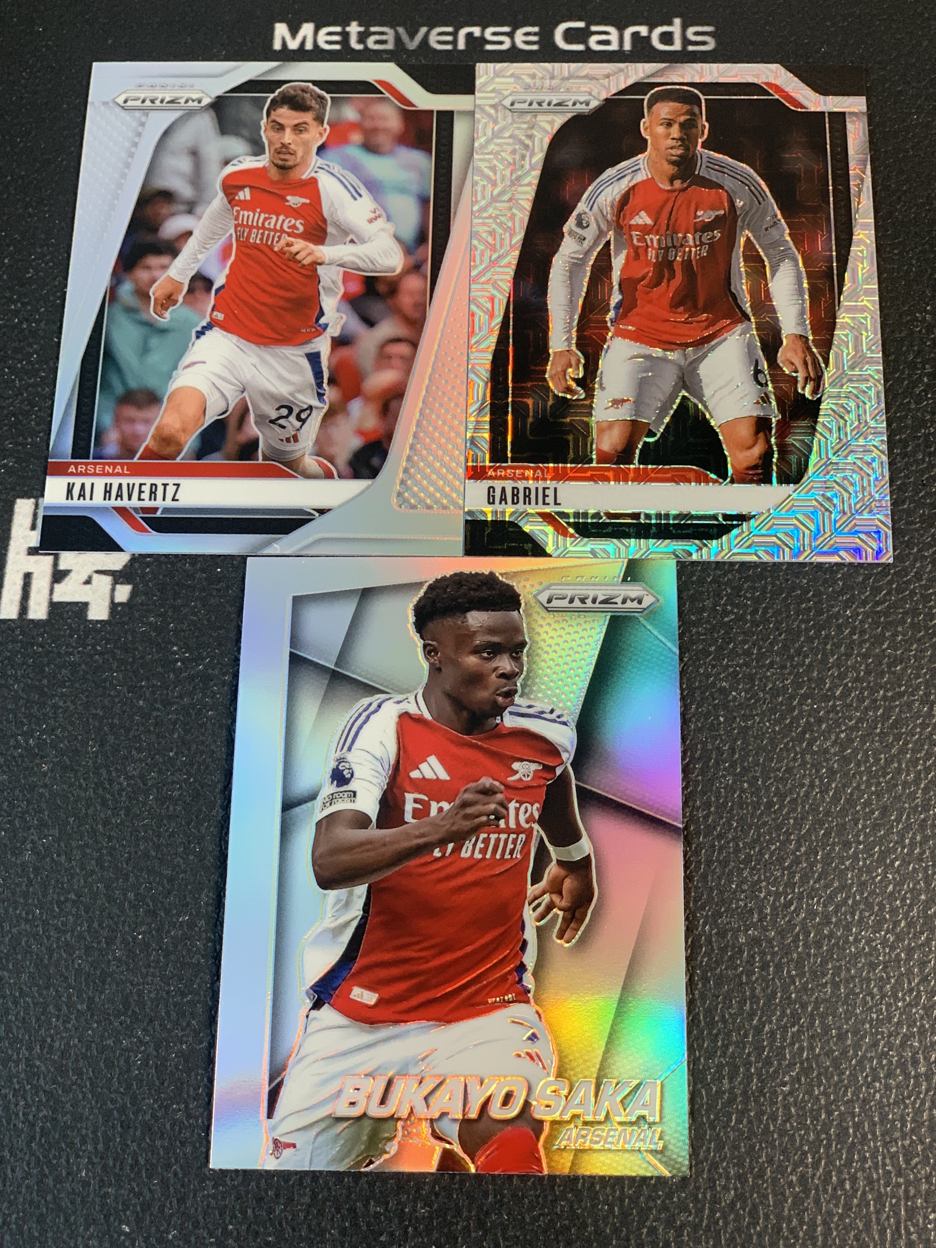 【元宇宙拍卖】垂柳树109：2024-25 Panini Prizm 英超pz 凯 哈弗茨 布卡约 萨卡 闪回2014特卡 银折 加布里埃尔 mojo折 折射 3张打包lot
