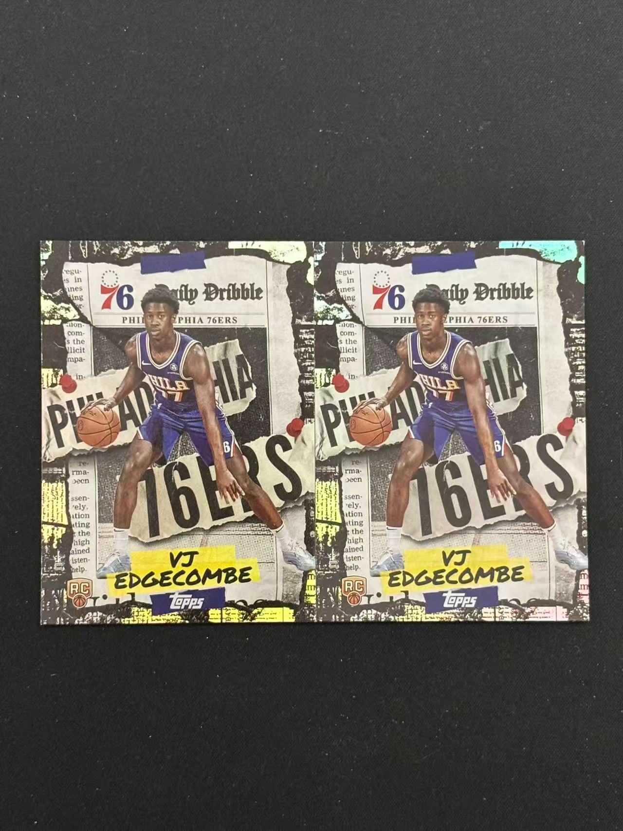 2025 Topps flagship VJ Edgecombe RC VJ 埃奇库姆 新秀 Daily Dribble 海报特卡 2张打包 - Edison