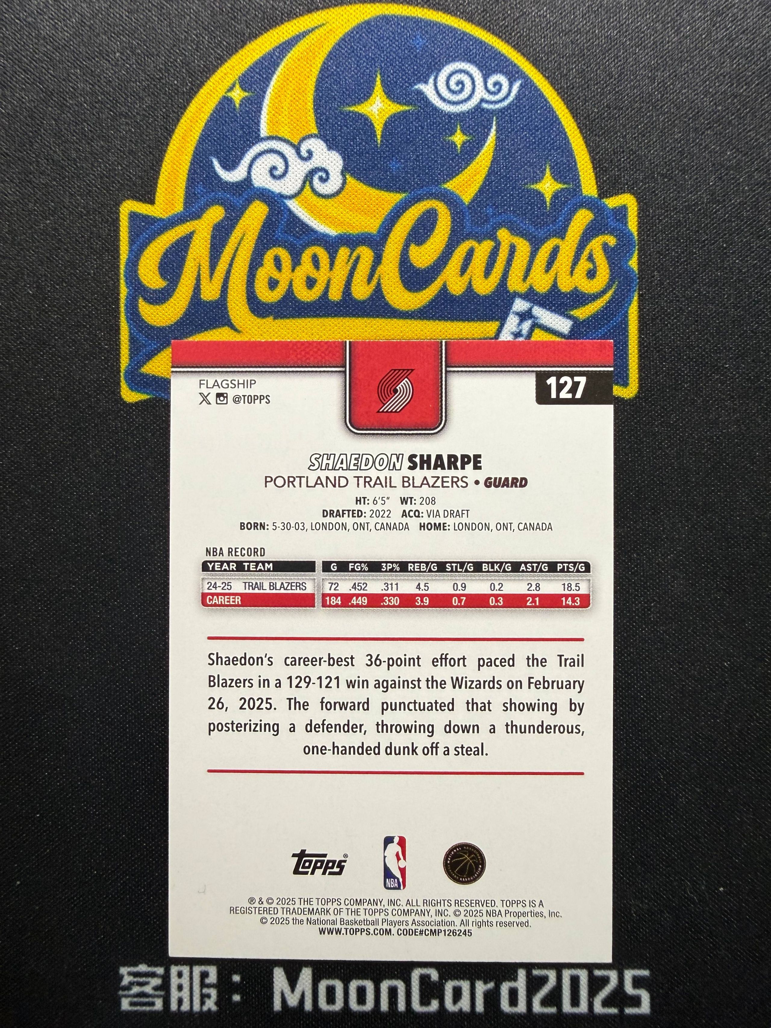 【梦卡拍卖】 2025 TOPPS FLAGSHIP SHAEDON SHARPE 谢登 夏普 队标折 大比例 细节如图 #Ci# 三金山河
