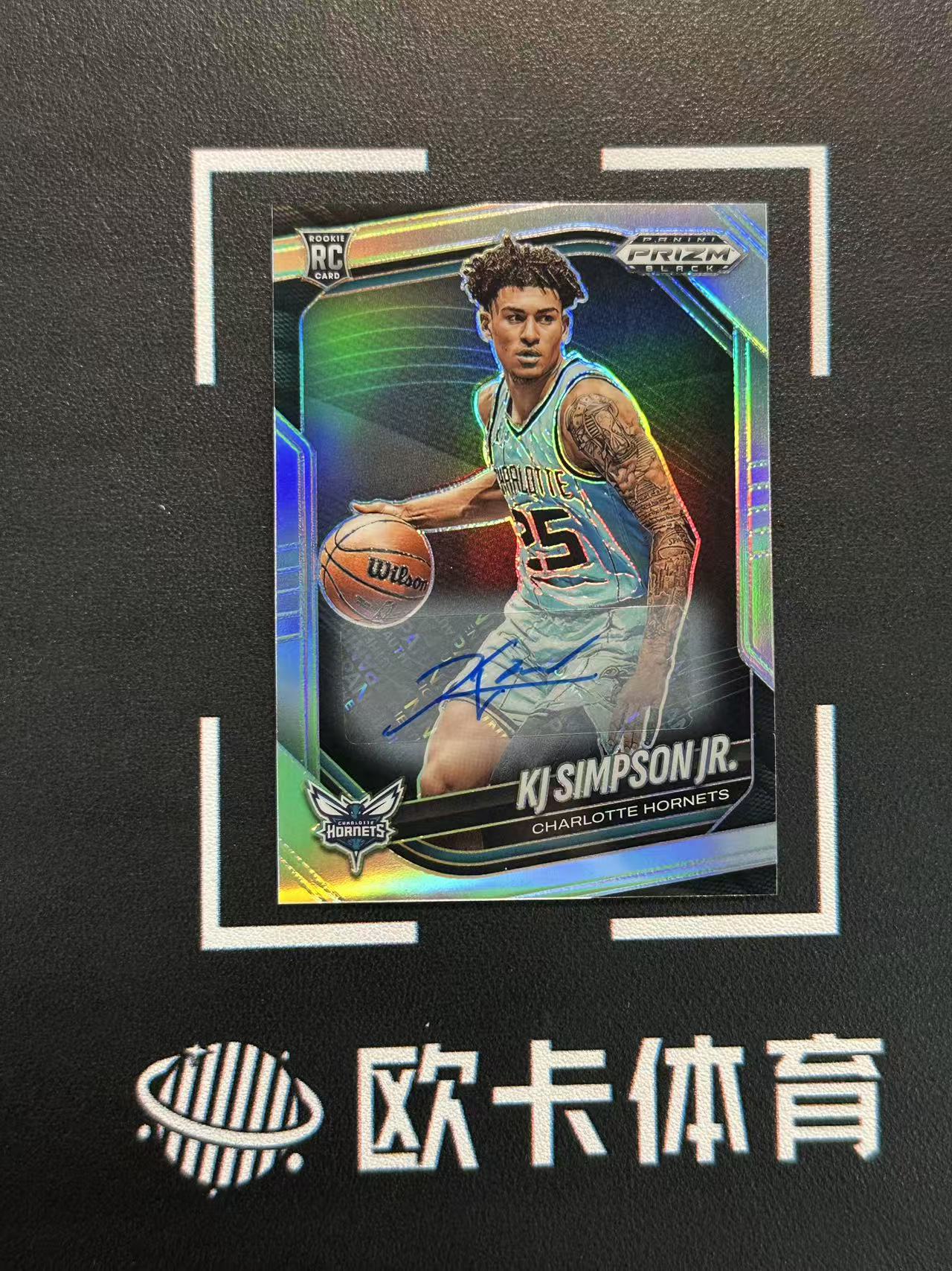 2024-25 Panini Prizm Black KJ Simpson RC 【欧卡体育】pz 新秀 辛普森 签字 银折 base签 黄蜂 卡品如图(YDD)