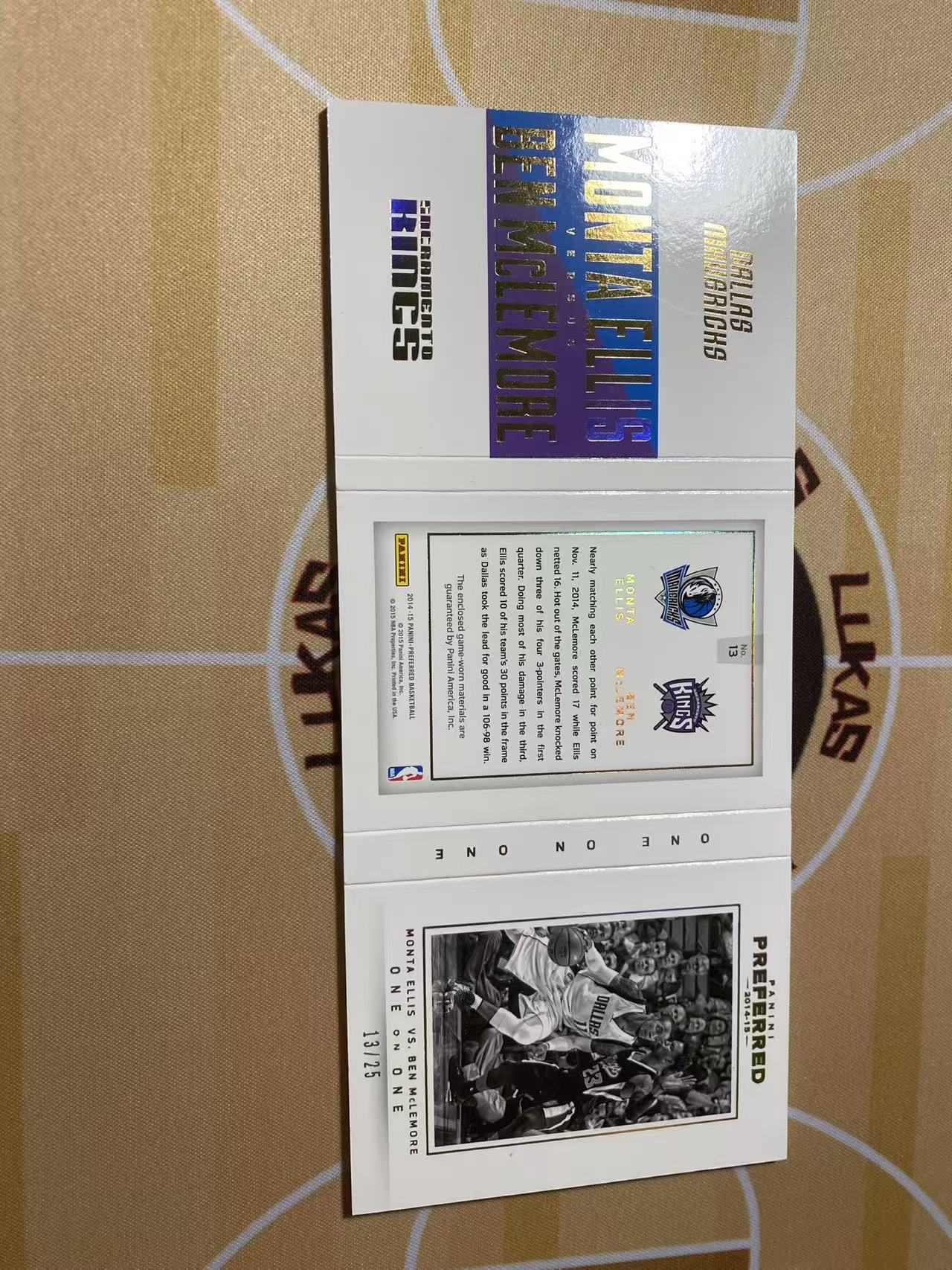 2014-15 Panini Preferred Ben McLemore/Monta Ellis 撸卡厮 Lukas 小书 对决 本麦克勒莫 蒙泰 爱丽丝 25编 patch 13/25(drea)