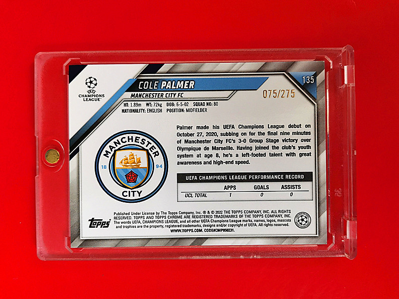 2021-22 TOPPS CHROME UEFA Champions League 科尔·帕尔默 RC (( 正新秀 折射 限量275张 品好,搏psa10分 )) ebay奇迹