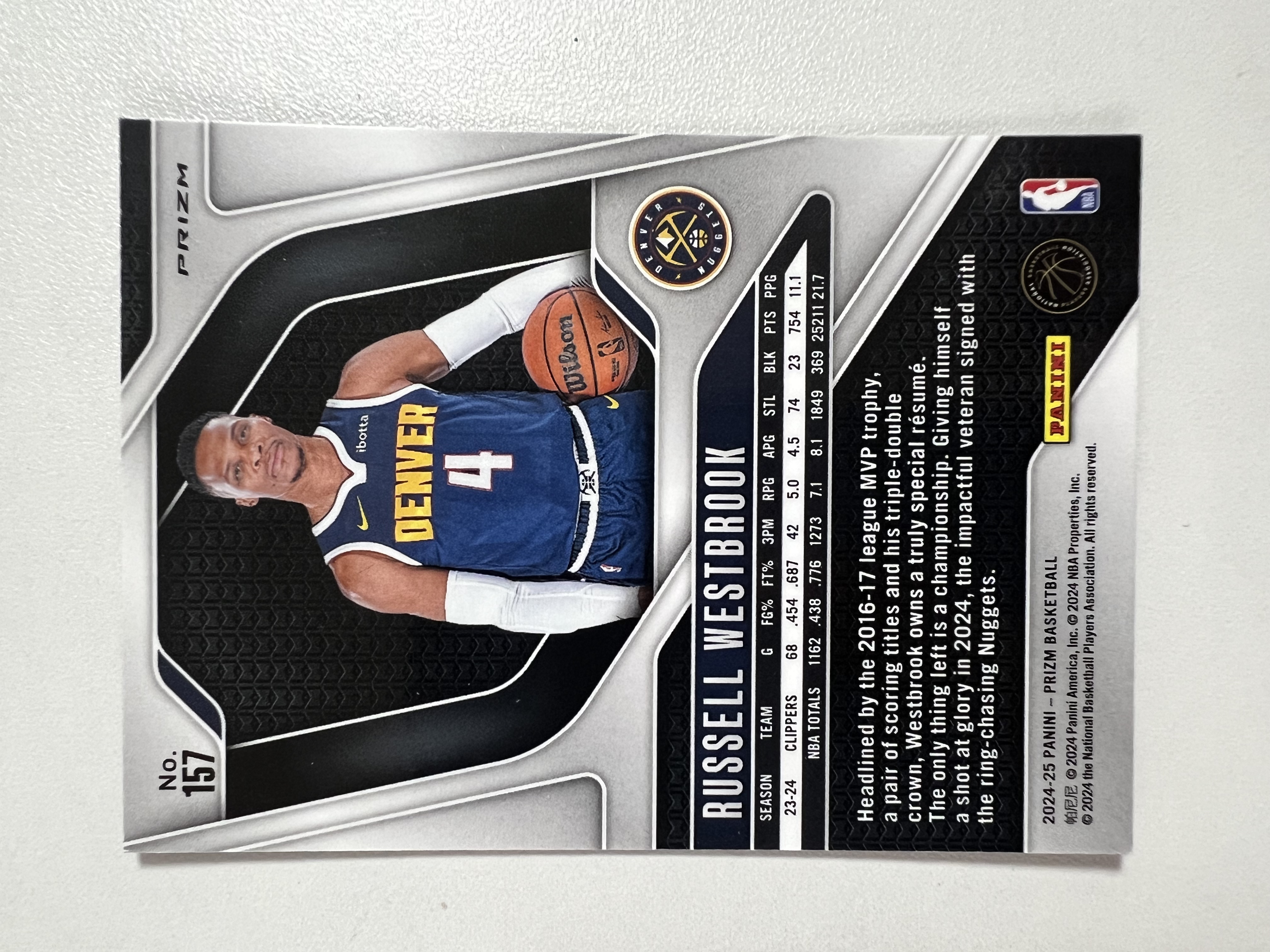 2024-25 Panini Prizm Russell Westbrook 威少 威斯布鲁克 掘金 三双王 折射 PZ系列 HH03 收藏凑套 卡品如图