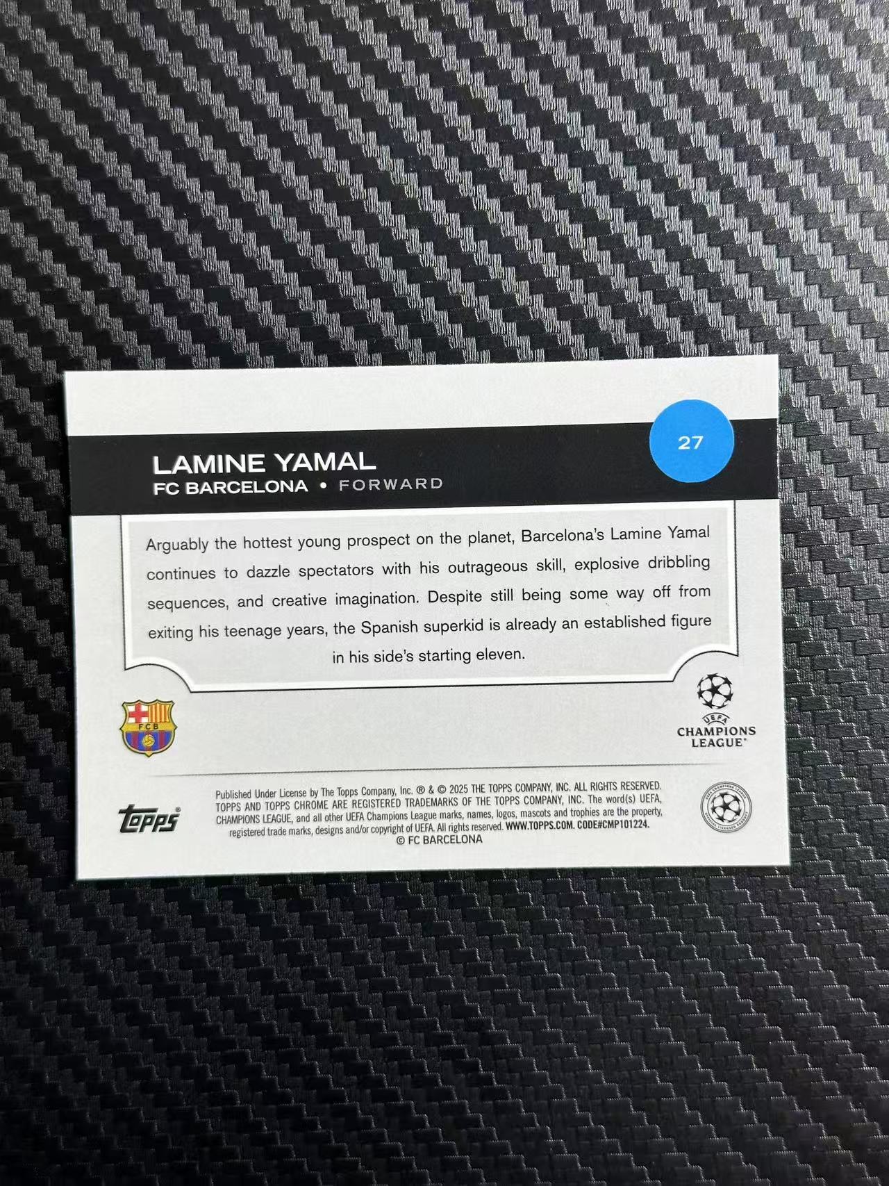 2025 Topps Chrome Lamine Yamal 欧冠 巴萨 巴塞罗那 拉明 亚马尔 base 卡品如图 拍前看描述