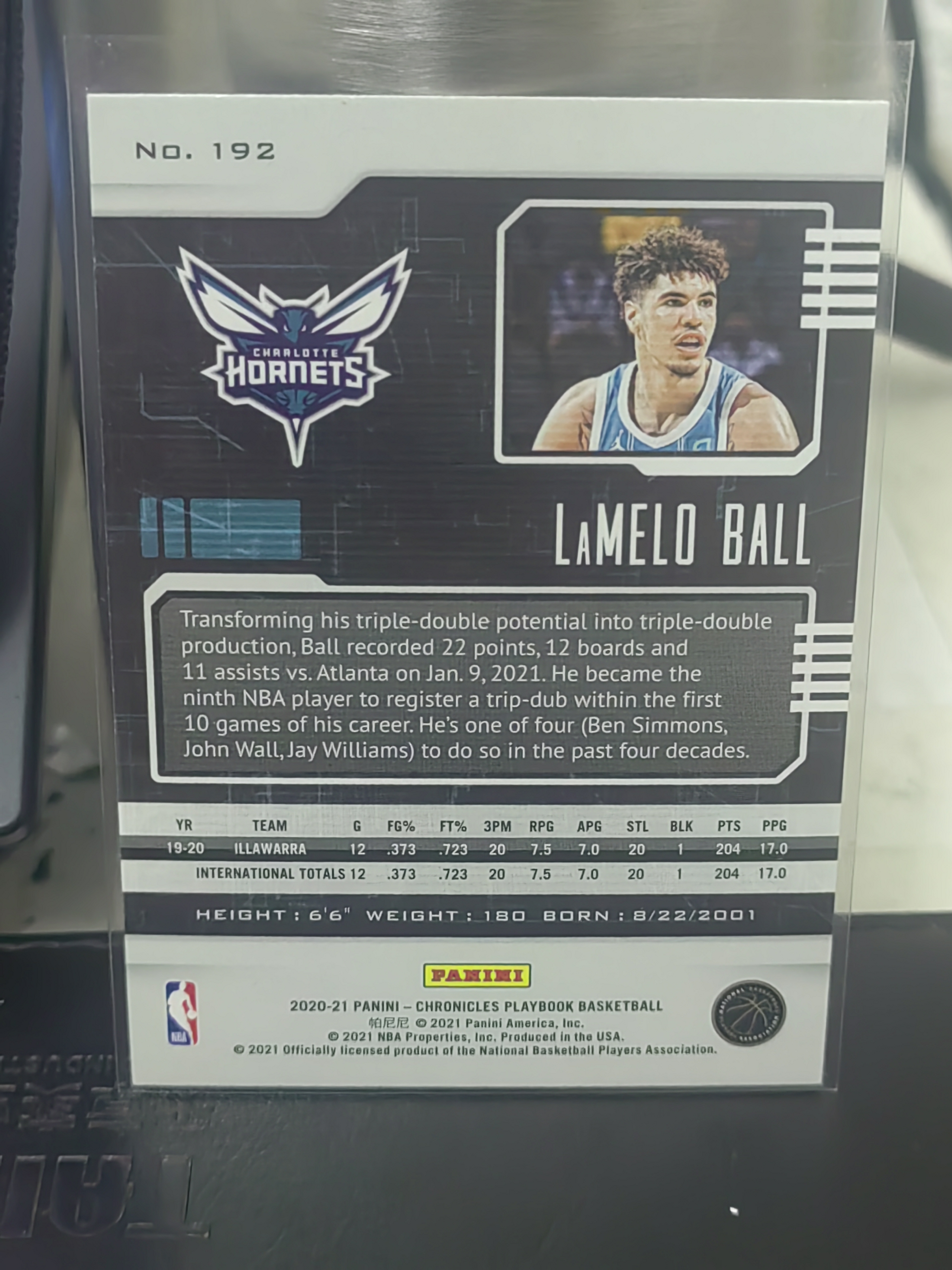 2020-21 Panini Chronicles LaMelo Ball RC 编年史 新秀 拉梅洛 鲍尔 三球 黄蜂 绿平行 篮 白边白角 不保卡品 卡品如图
