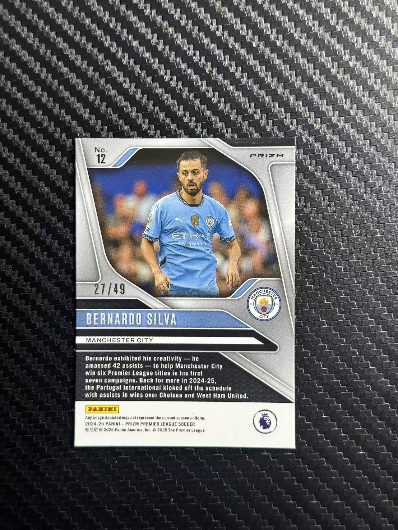 2024-25 Panini Prizm Bernardo Silva 英超 PZ 曼城 贝尔纳多 席尔瓦 红镭射折 27/49编 卡品如图 拍前看描述
