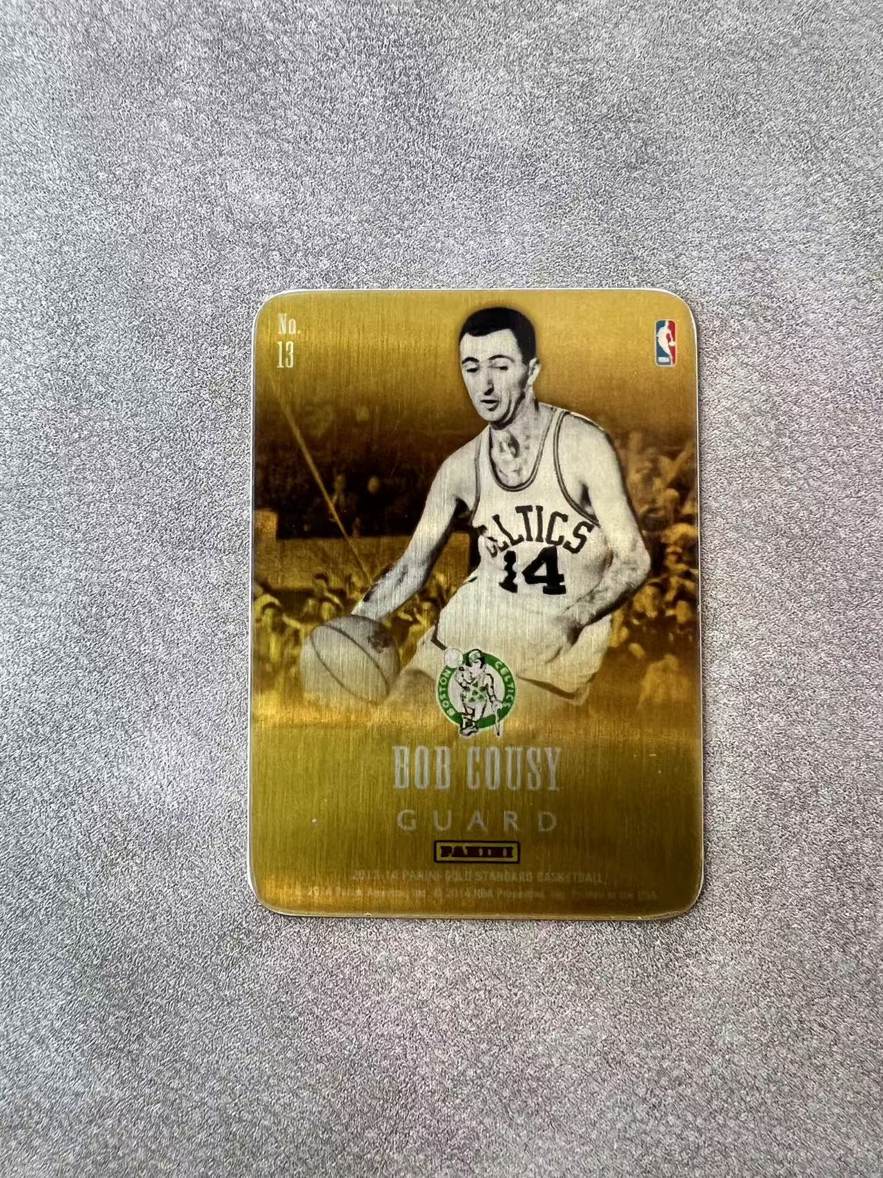 6625【330球星卡实体店代卖】panini 13-14 金砖 鲍勃库西(Bob Cousy)金铁板 仅顺丰寄付 (UK23)