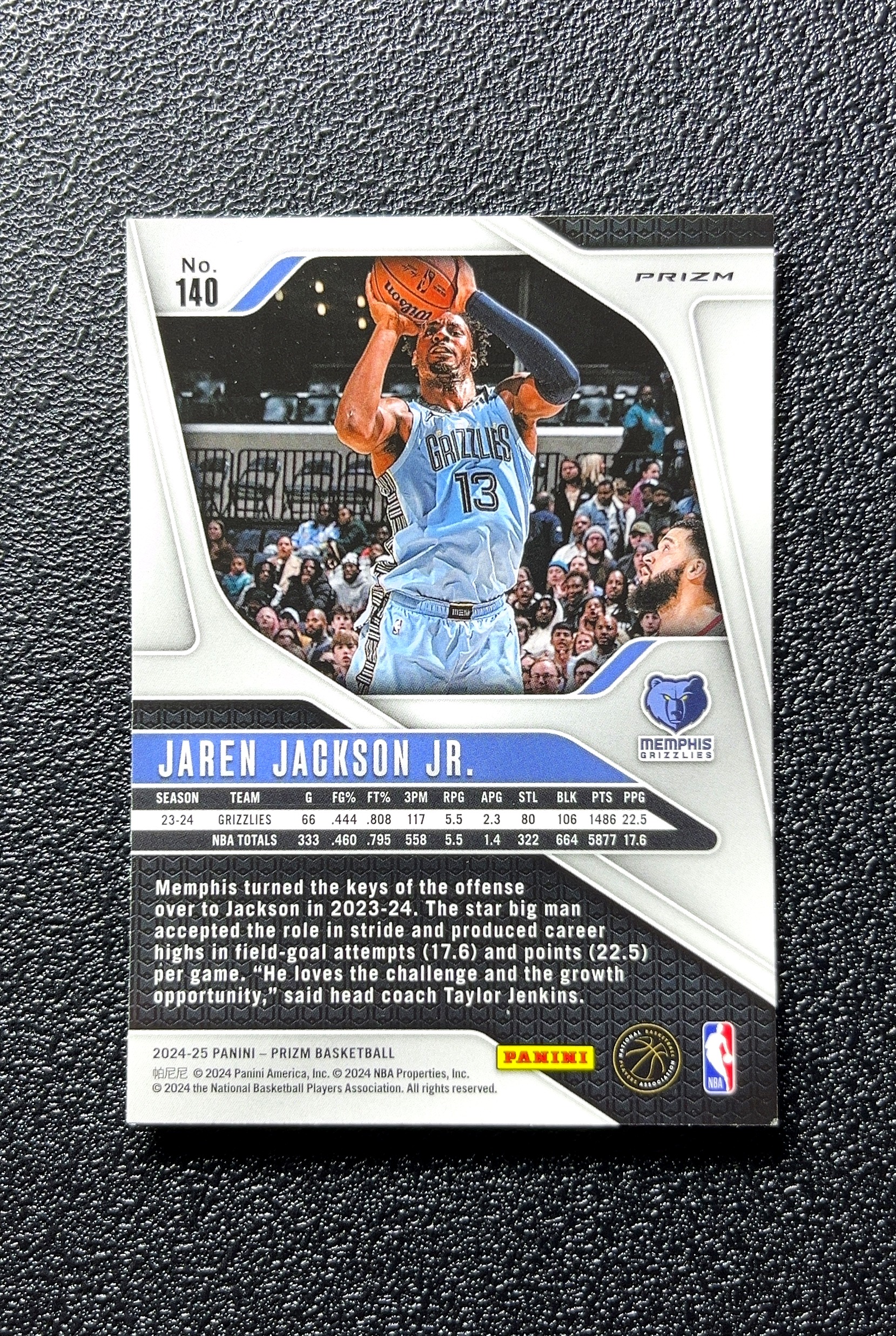 【小白1%代卖】2024-25 Panini Prizm Jaren Jackson Jr. 小贾伦·杰克逊 银折 折射 卡品如图 高价值 #140 Memphis Grizzlies 0712
