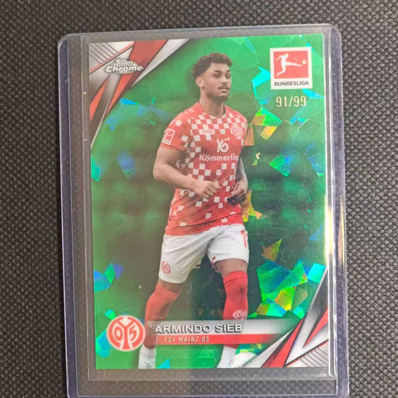 2025 Topps Chrome Armindo Sieb 团长#72德甲蓝宝石 德国 美因茨 席布 91/99编 绿碎冰折 未来可期 不保卡品细节看图