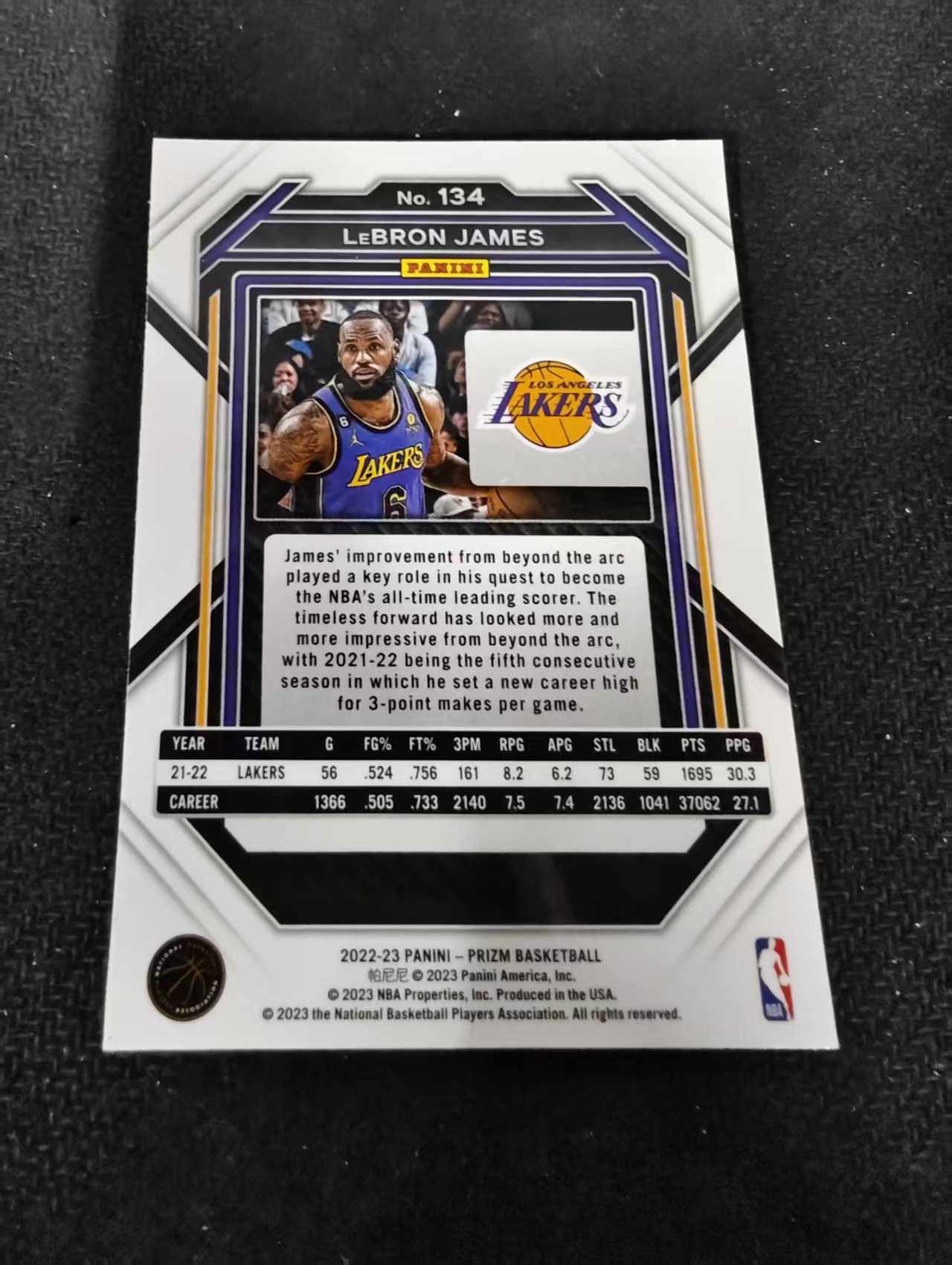 【可合并,不累计】2022-23 Panini Prizm LeBron James 勒布朗 詹姆斯 湖人 PZ 不保卡品 介意勿拍 #134