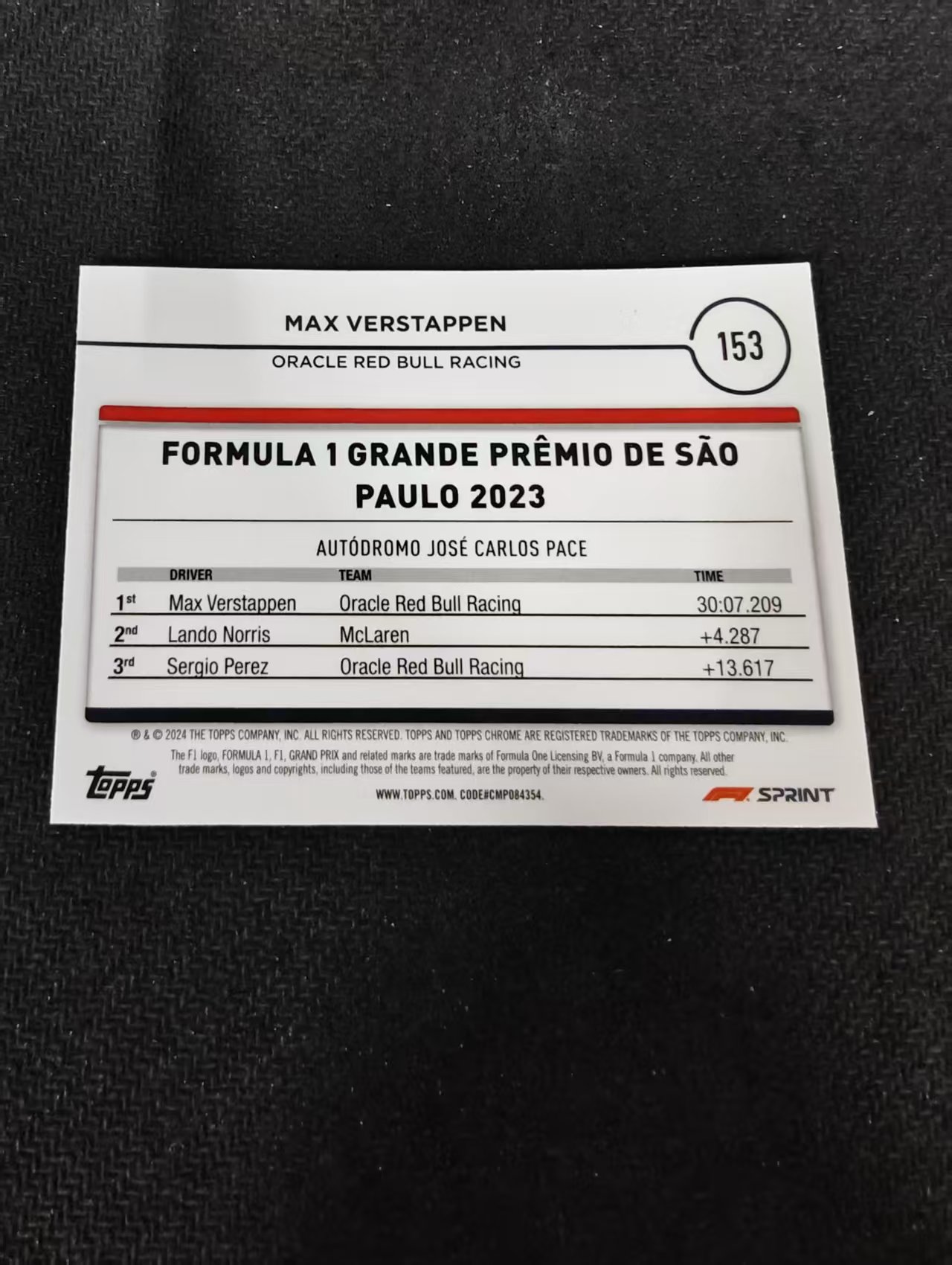 2024 Topps Chrome F1 Max Verstappen 维斯塔潘 红牛 划痕 边角瑕疵 #153