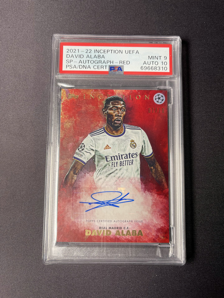 2021-22 Topps Inception David Alaba 盗梦空间 皇家马德里 皇马 阿拉巴 签字 01/10首编 红平行 ...