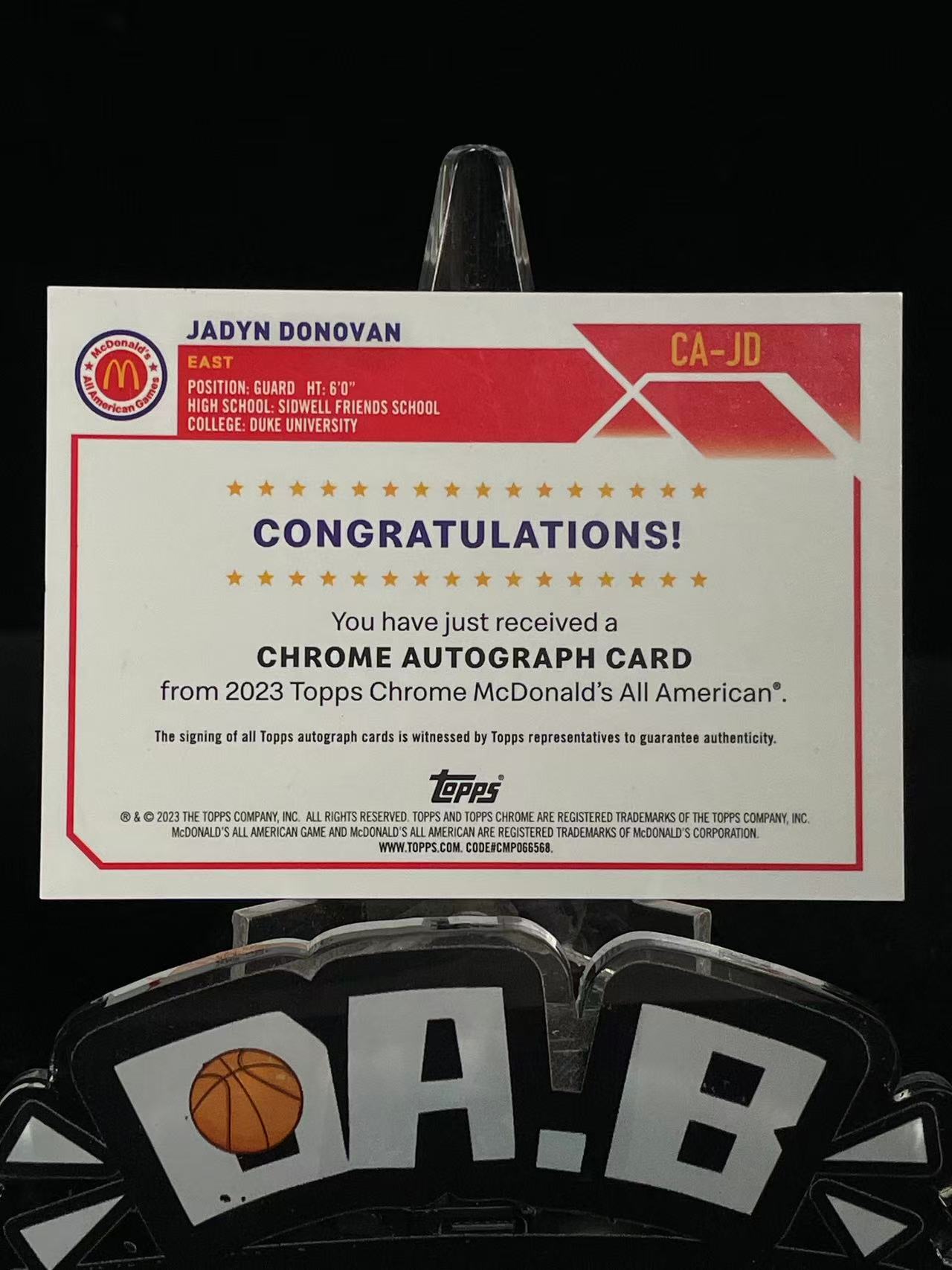 2023 Topps Chrome Jadyn Donovan 【大彪代拍预付90%】Topps 麦当劳赛 多诺万 折射 签字 微瑕如图 九到八