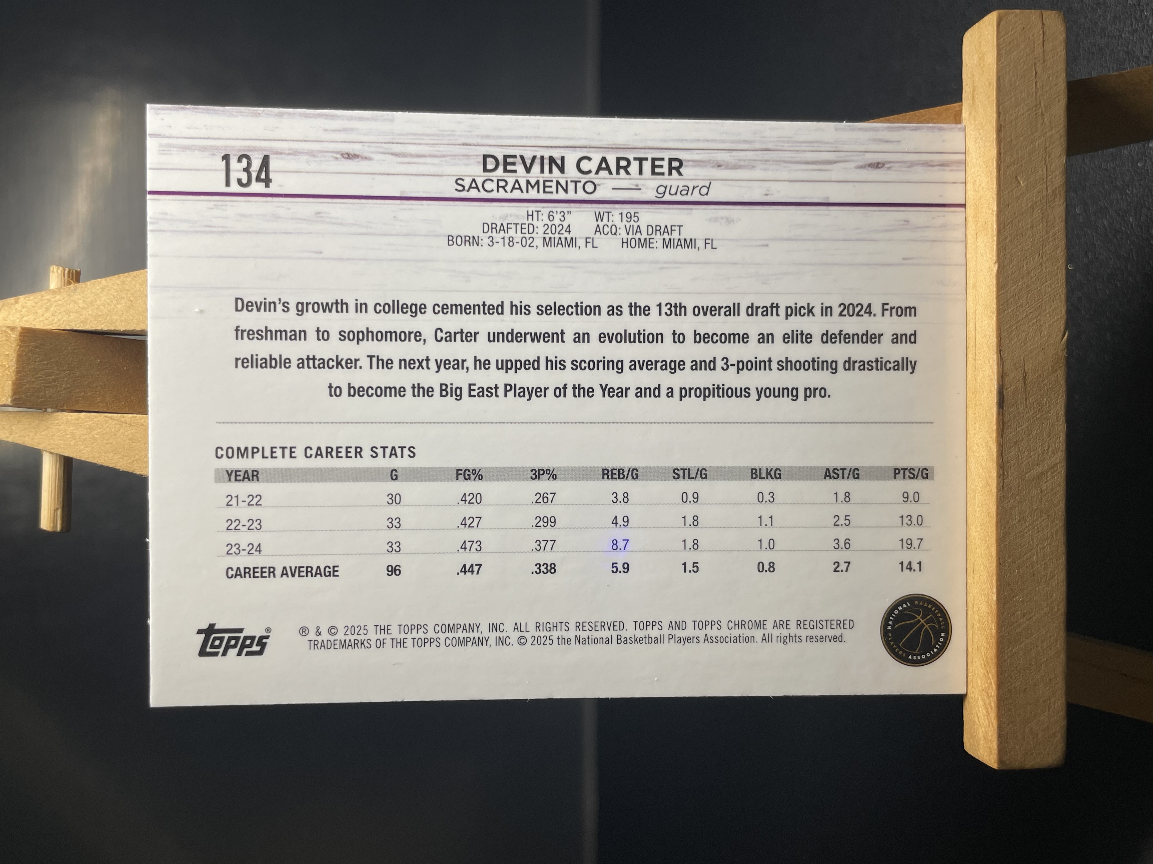 (B3) 2025 TOPPS 折射 新秀RC 德文 卡特 收藏凑套必备 卡品如图 !!!