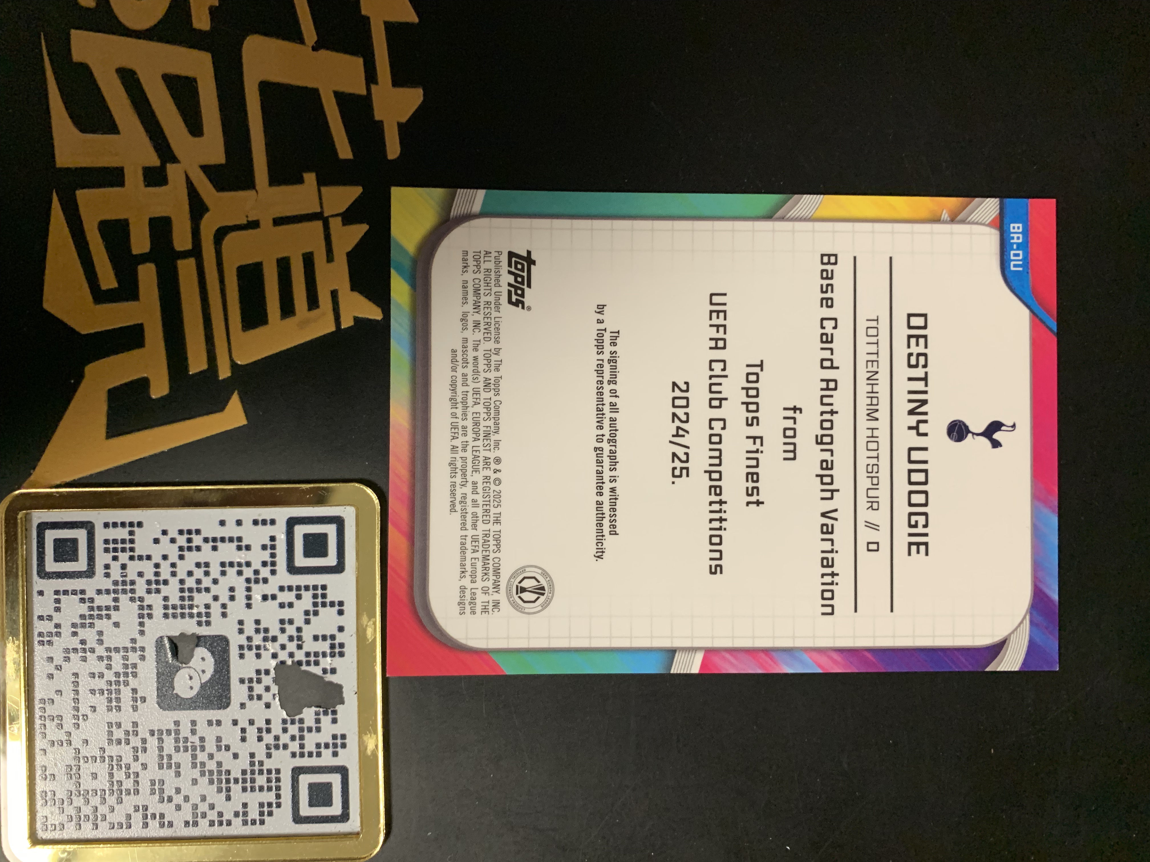 2024-25 Topps Finest udogie 乌多吉 乌多基 热刺 欧联 签字 银折 卡品如图 只合并当日订单介意勿拍【金叔代拍白糖】