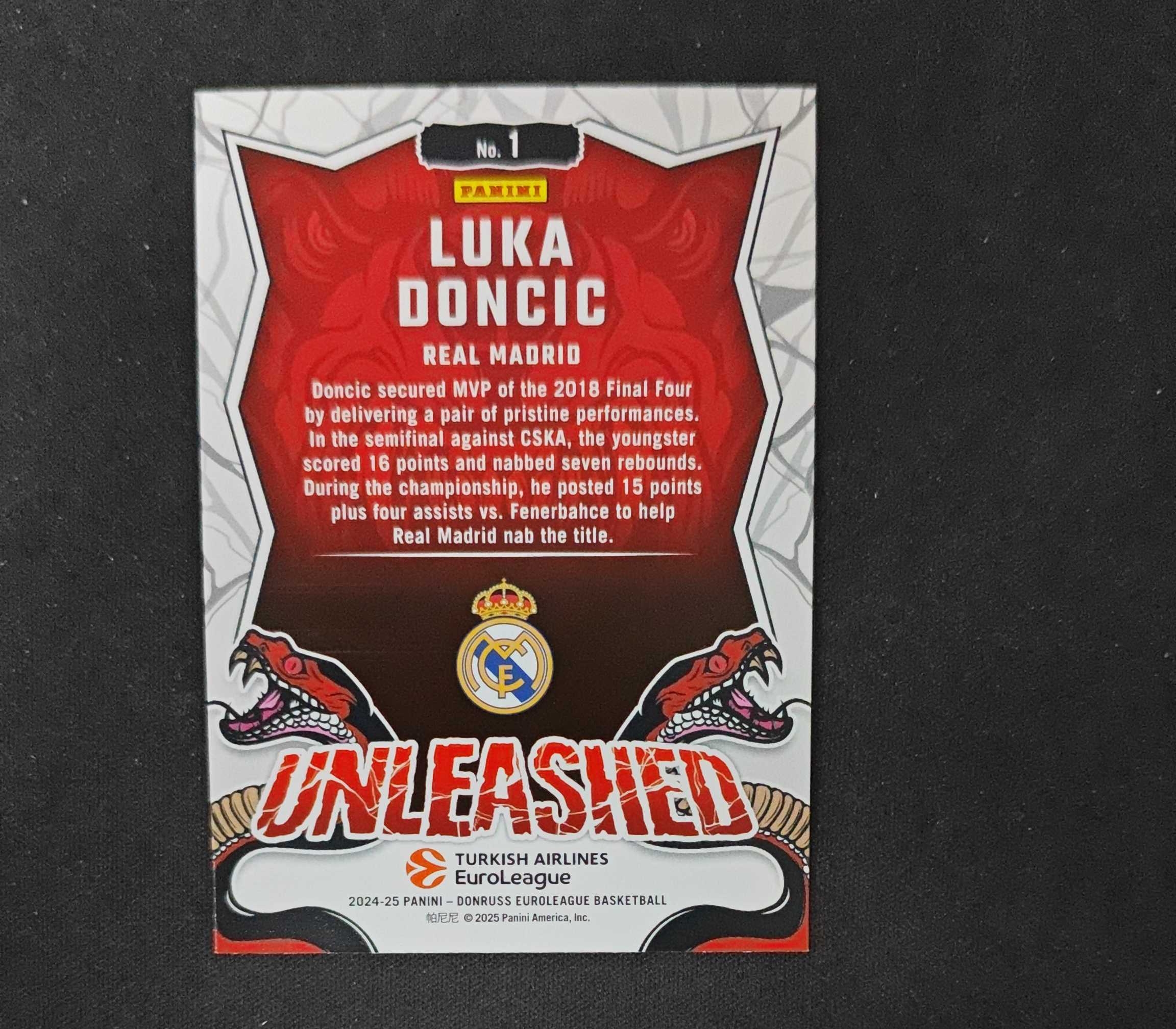 2024-25 Panini Donruss Luka Doncic 【SC拍卖】杜蕾斯 欧洲联赛 东契奇 特卡 49编 蓝佛光 收藏必备(我科)