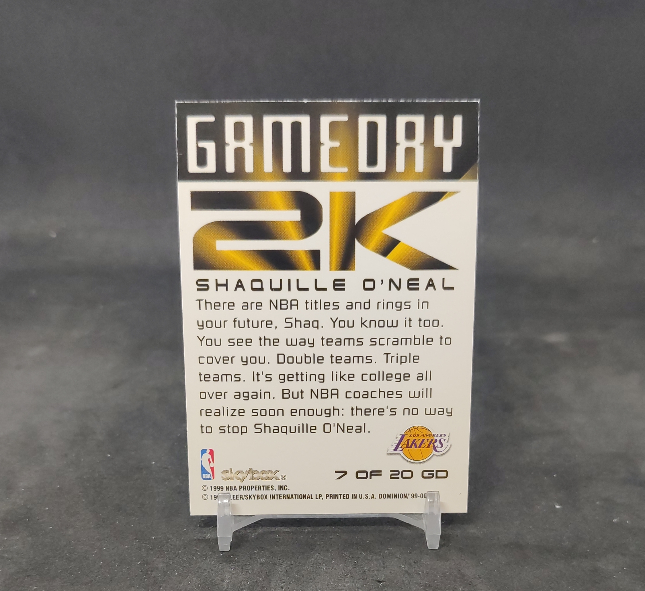 【DC拍卖】7.14 1999-00 Skybox Dominion 沙奎尔奥尼尔 Shaquille O'Neal GameDay 2K #7 OF 20 湖人经典老特卡 大鲨鱼