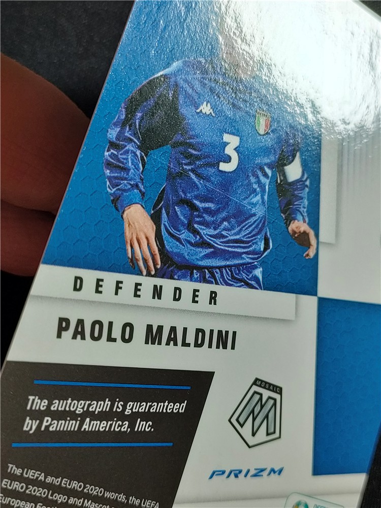 【LA足球】2021 PANINI MOSAIC 欧洲杯 马赛克 元年 PAOLO MALDINI 意大利 马尔蒂尼 AC米兰 红折 签字卡 完美墨 微瑕如图 K85B