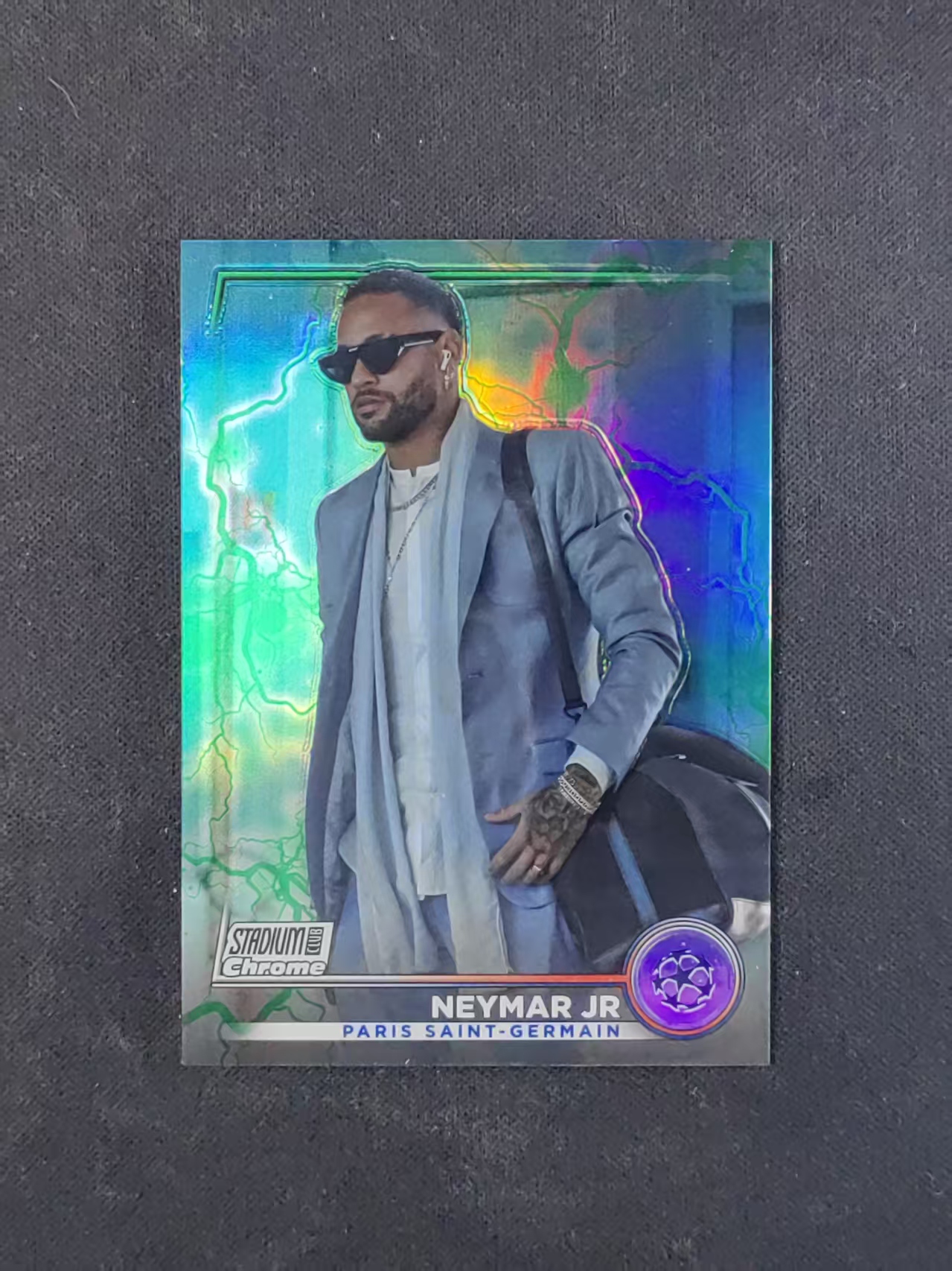 2023 Topps Stadium Club Neymar Jr 【林林拍卖吹c王】竞技场系列 欧冠 巴黎圣日耳曼 内马尔 118/225编 绿闪电折