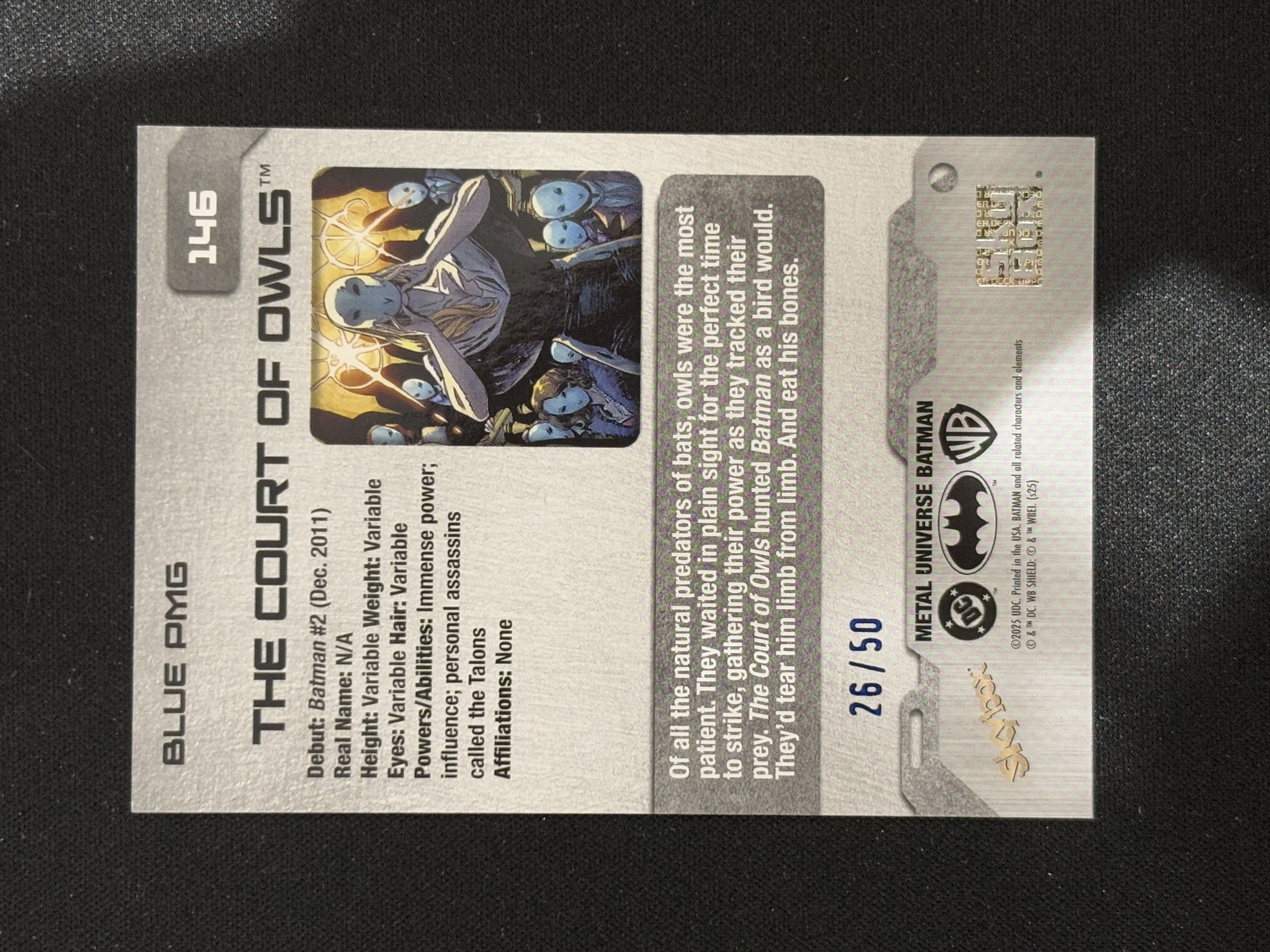 2025 SkyBox Metal Universe Batman 金属宇宙 蝙蝠侠 猫头鹰法庭 The Court of Owls 蓝折 /50编 - gurke