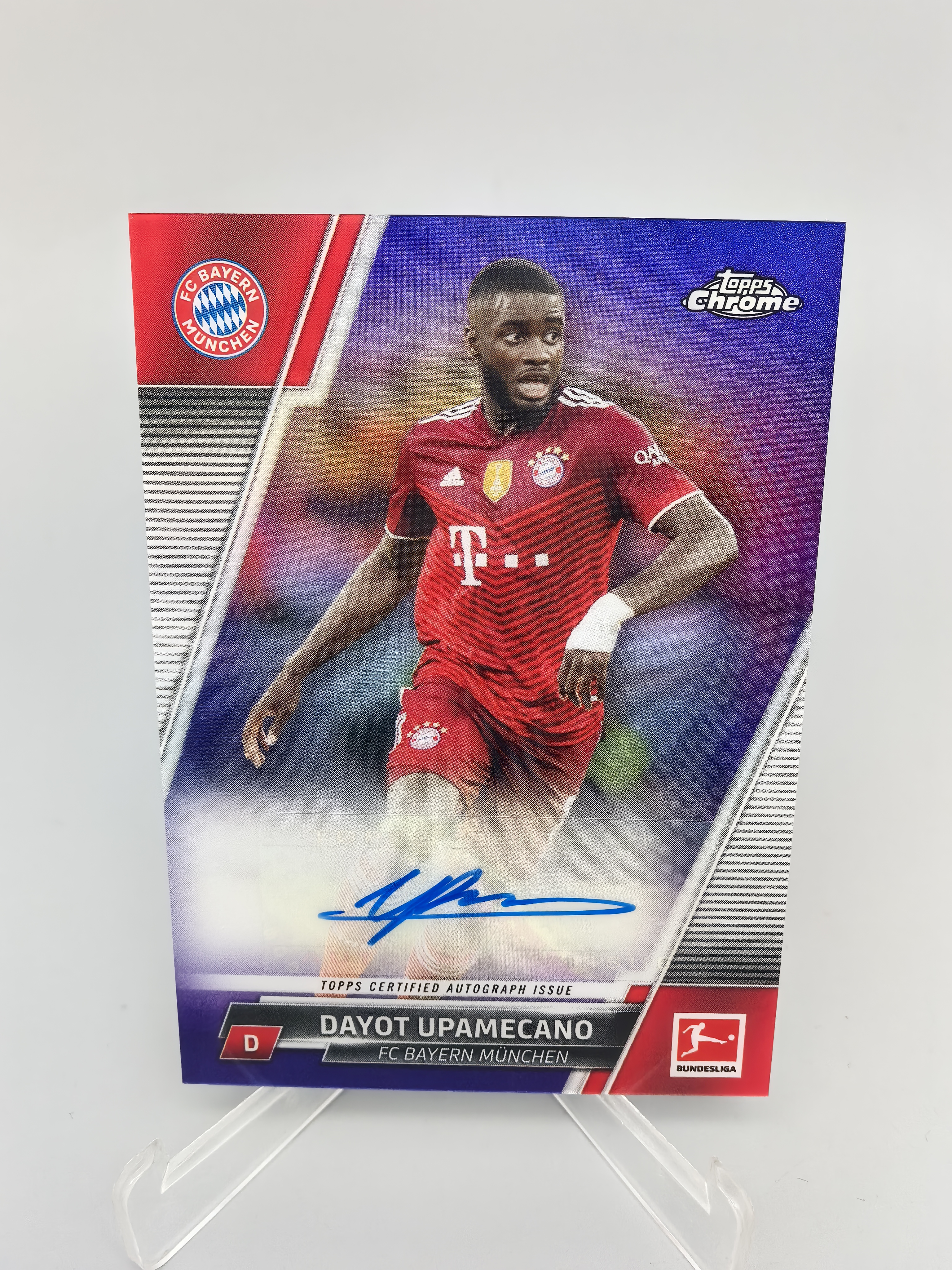 【坚果卡牌代拍】2021-22 Topps Chrome 德甲 Dayot Upamecano 于帕梅卡诺 拜仁 德甲 签字 153/199编 紫折 落袋1027