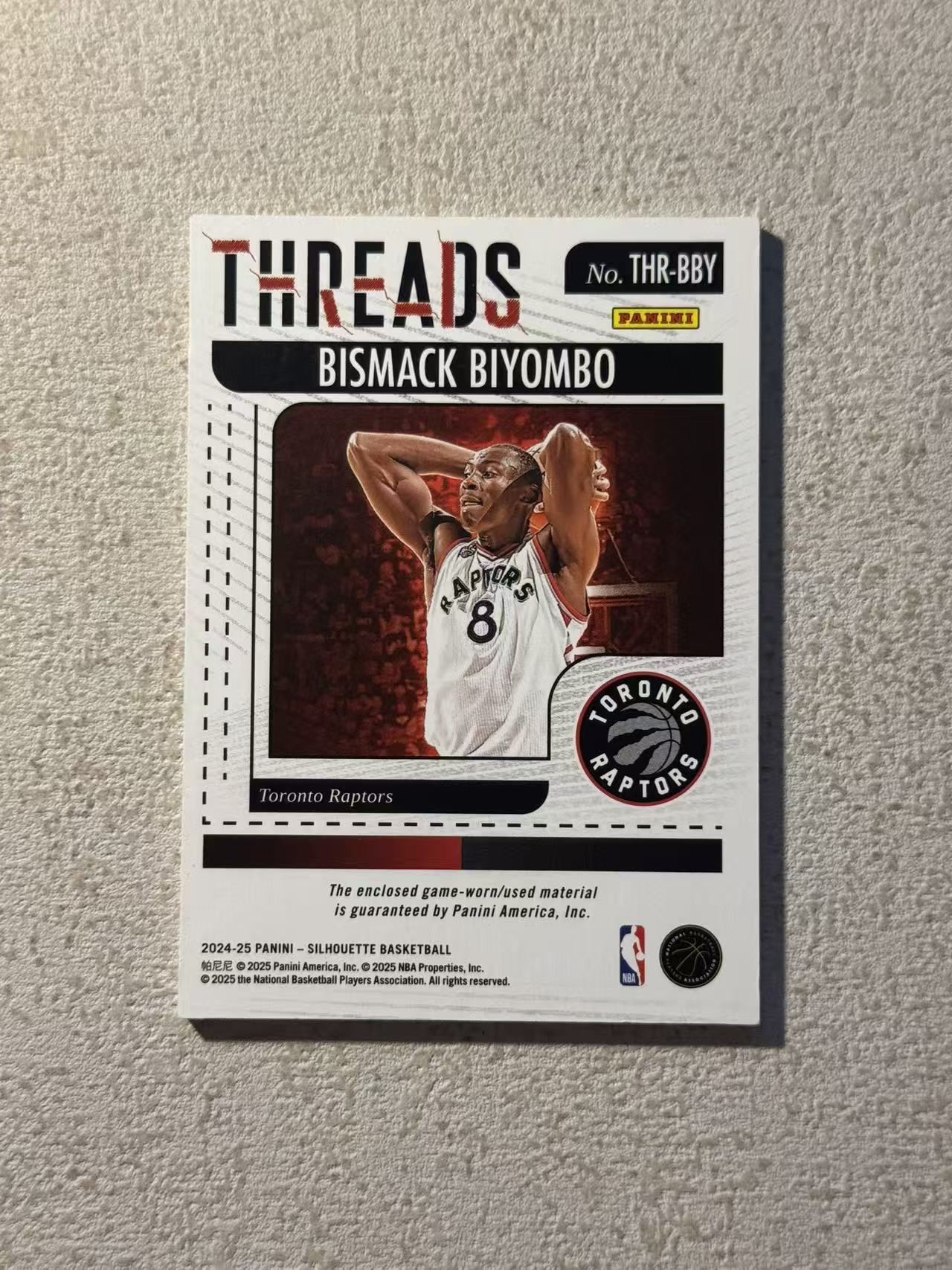 2024-25 Panini Silhouette Bismack Biyombo 剪影 猛龙 比永博 大窗 球衣 物料 经典选图 收藏必备