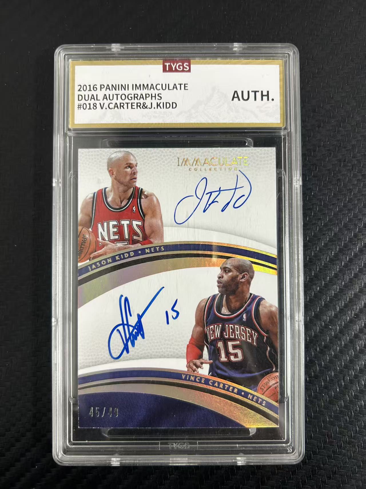 2016-17 Panini Immaculate Jason Kidd/Vince Carter #18【灯灯拍卡】爱咪咪 篮网 文斯 卡特 杰森基德 双人 签字 卡签 双人签 45/49【麦浪风】