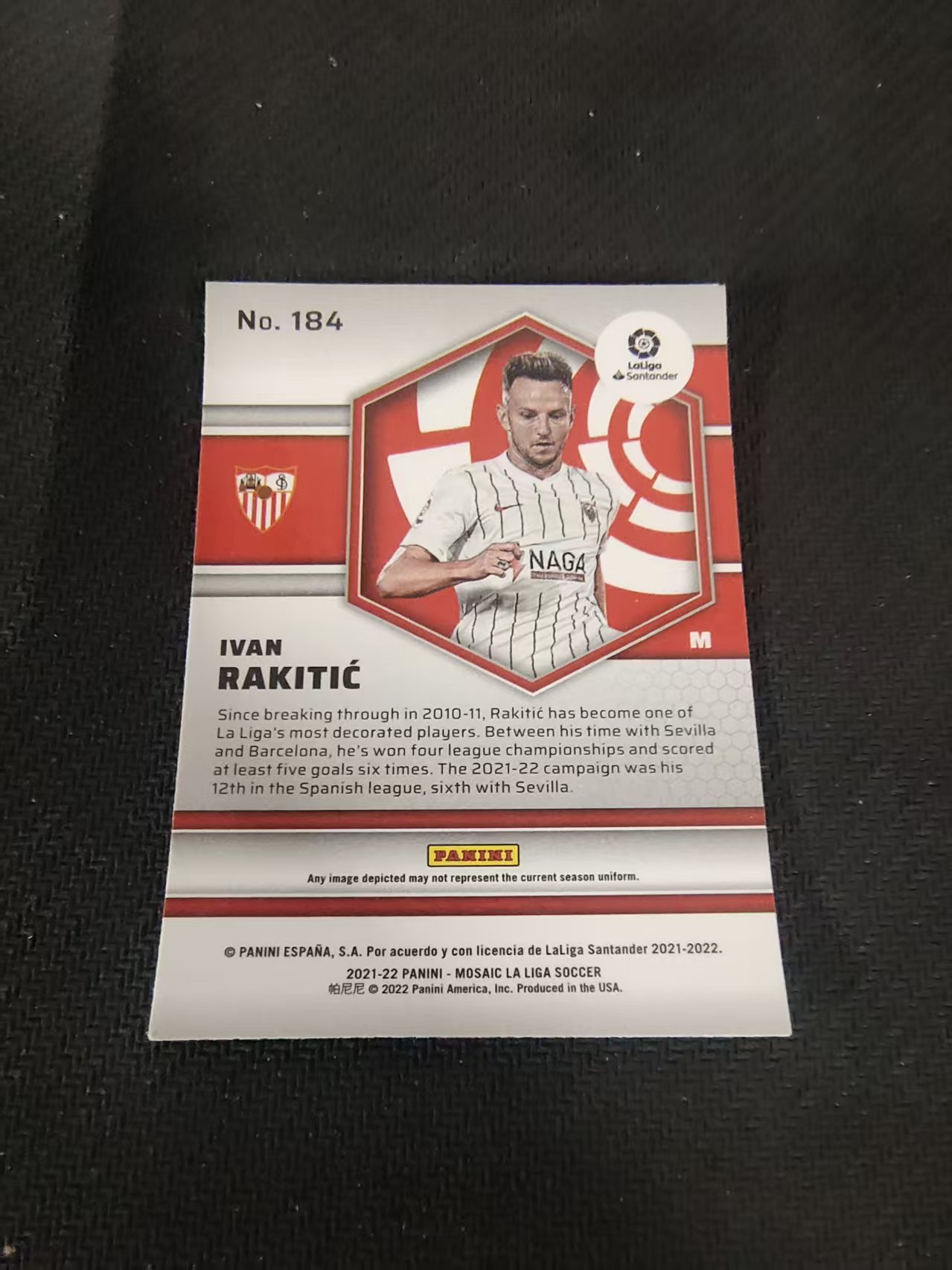 【可合并,不累计】2021-22 Panini Mosaic Ivan Rakitic 西甲 马赛克 塞维利亚 拉基蒂奇 划痕 边角瑕疵 #184