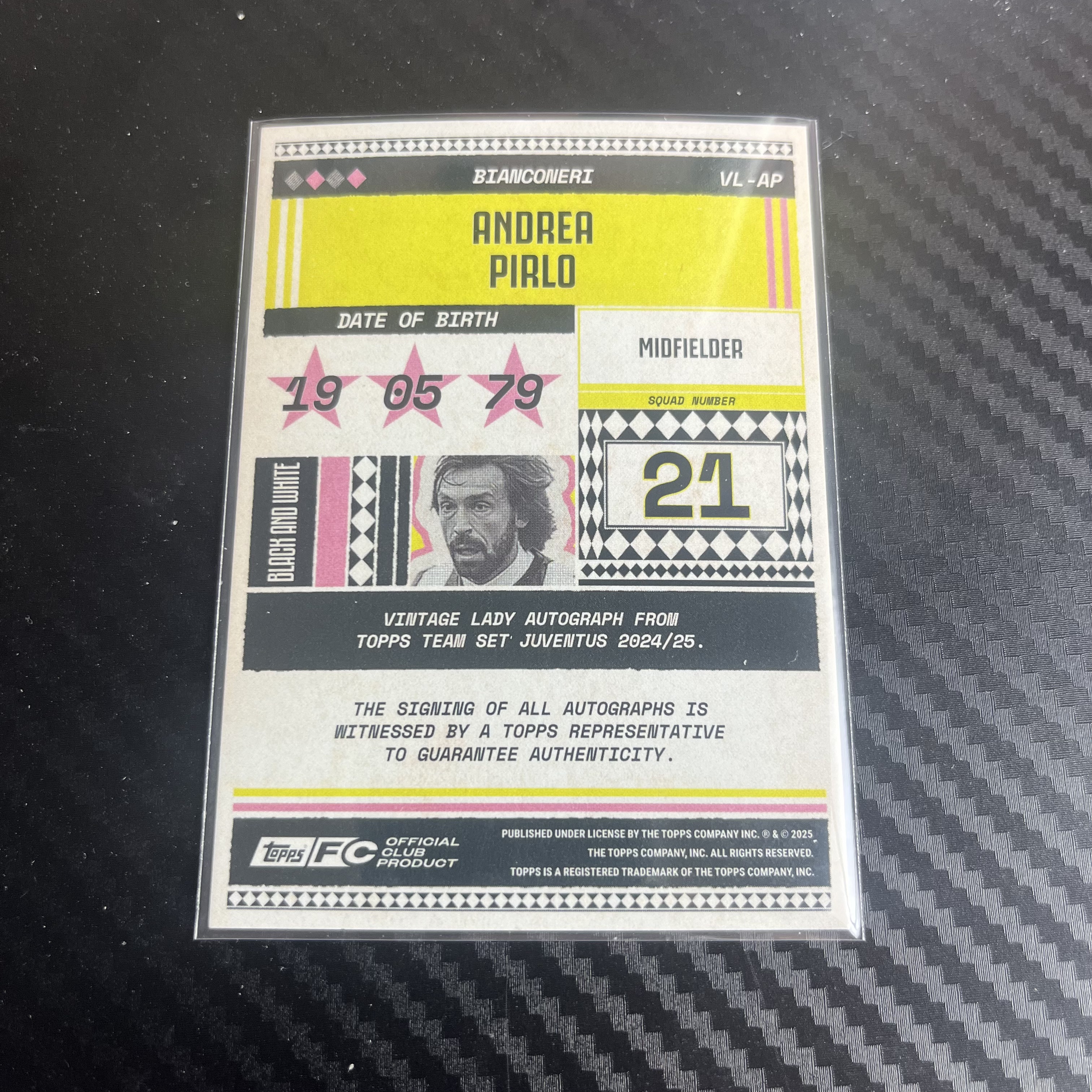 2024-25 Topps Chrome Andrea Pirlo 尤文图斯 队盒 皮尔洛 背号签字 特卡 32/50编 金折 不退不换 不累计 卡品如图 丁满代拍 小杆