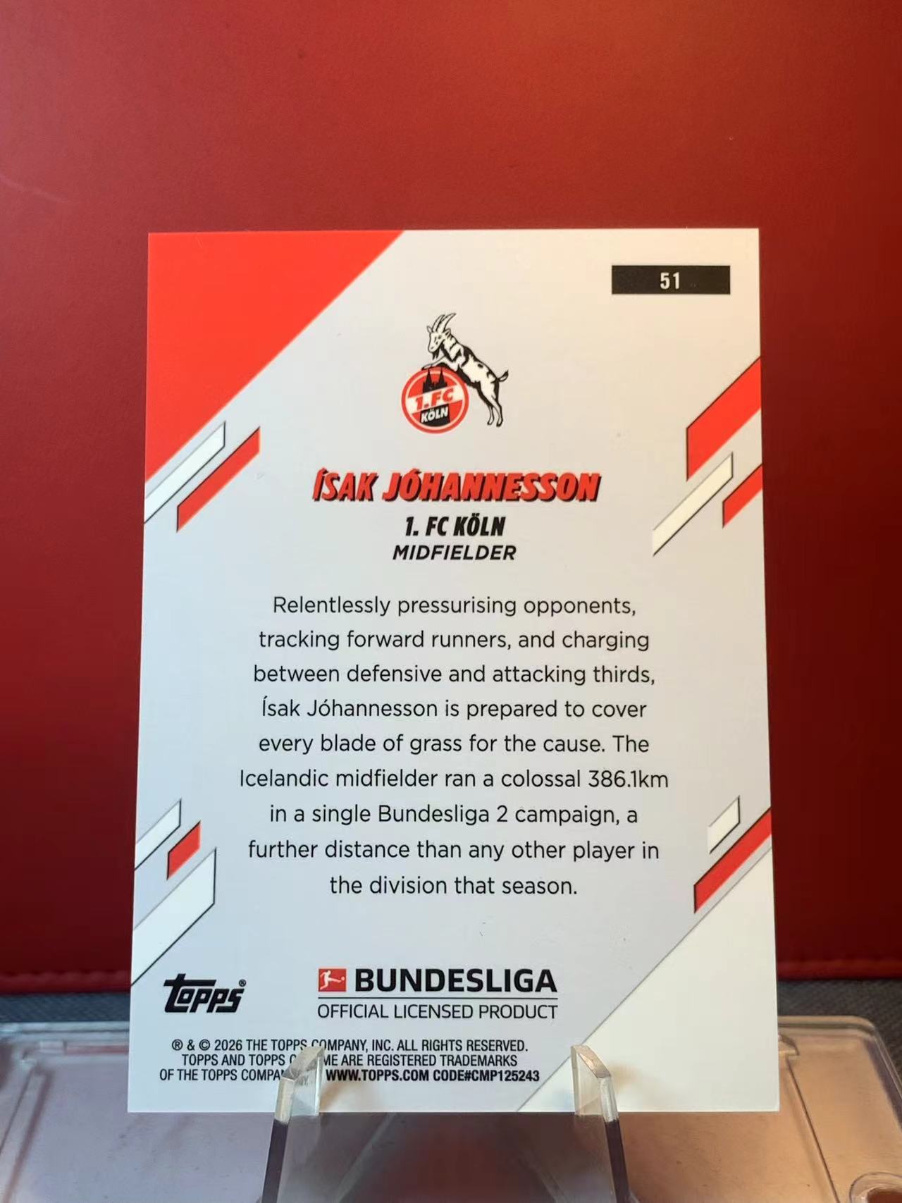 (詹叔代拍)2026 Topps Chrome Isak Johannesson 德甲TC 科隆 约翰内松 绿折 07/99编 顺丰寄付 泰山