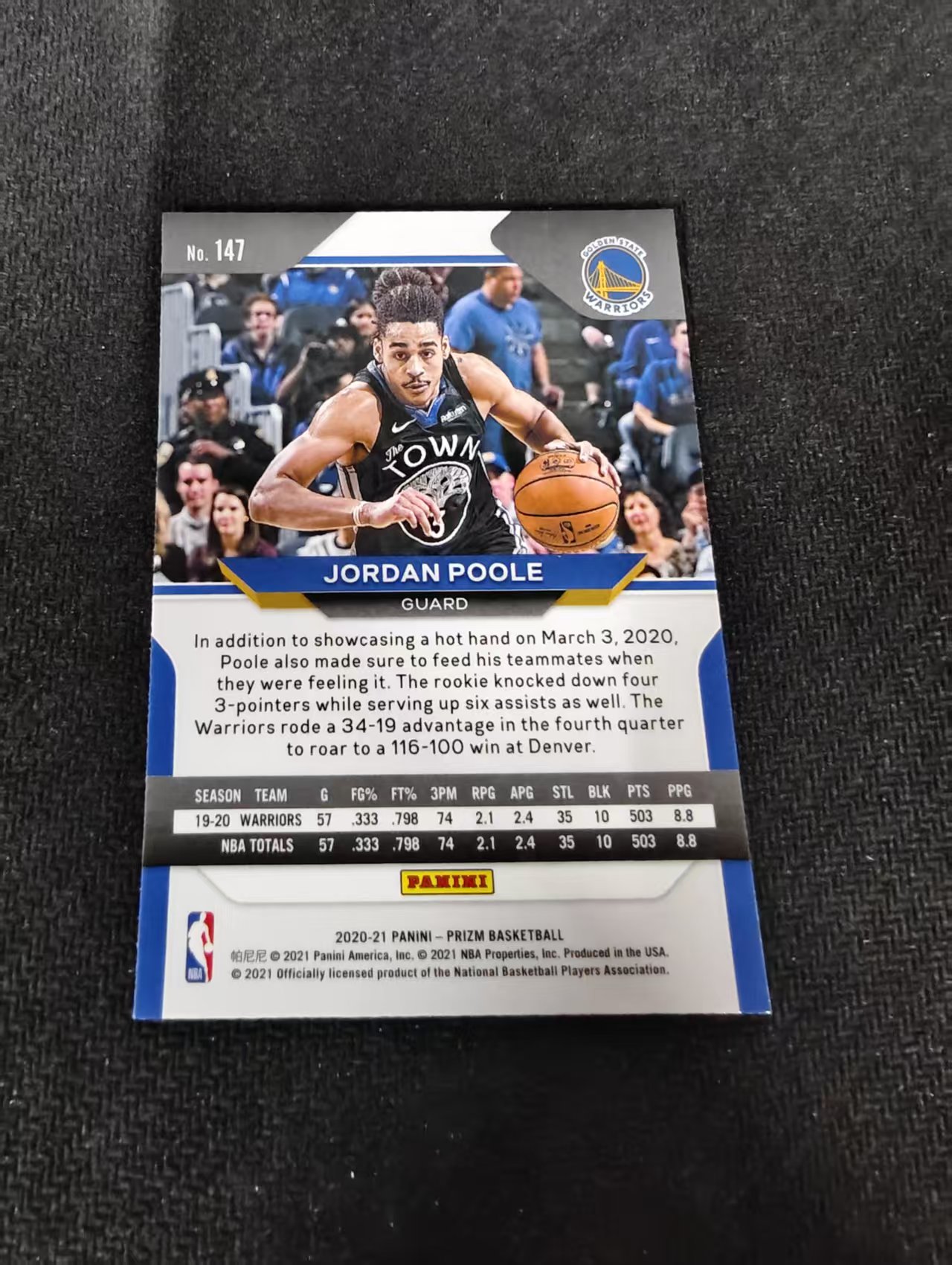 可合并，不累计】2020-21 Panini Prizm Jordan Poole 乔丹普尔勇士pz 