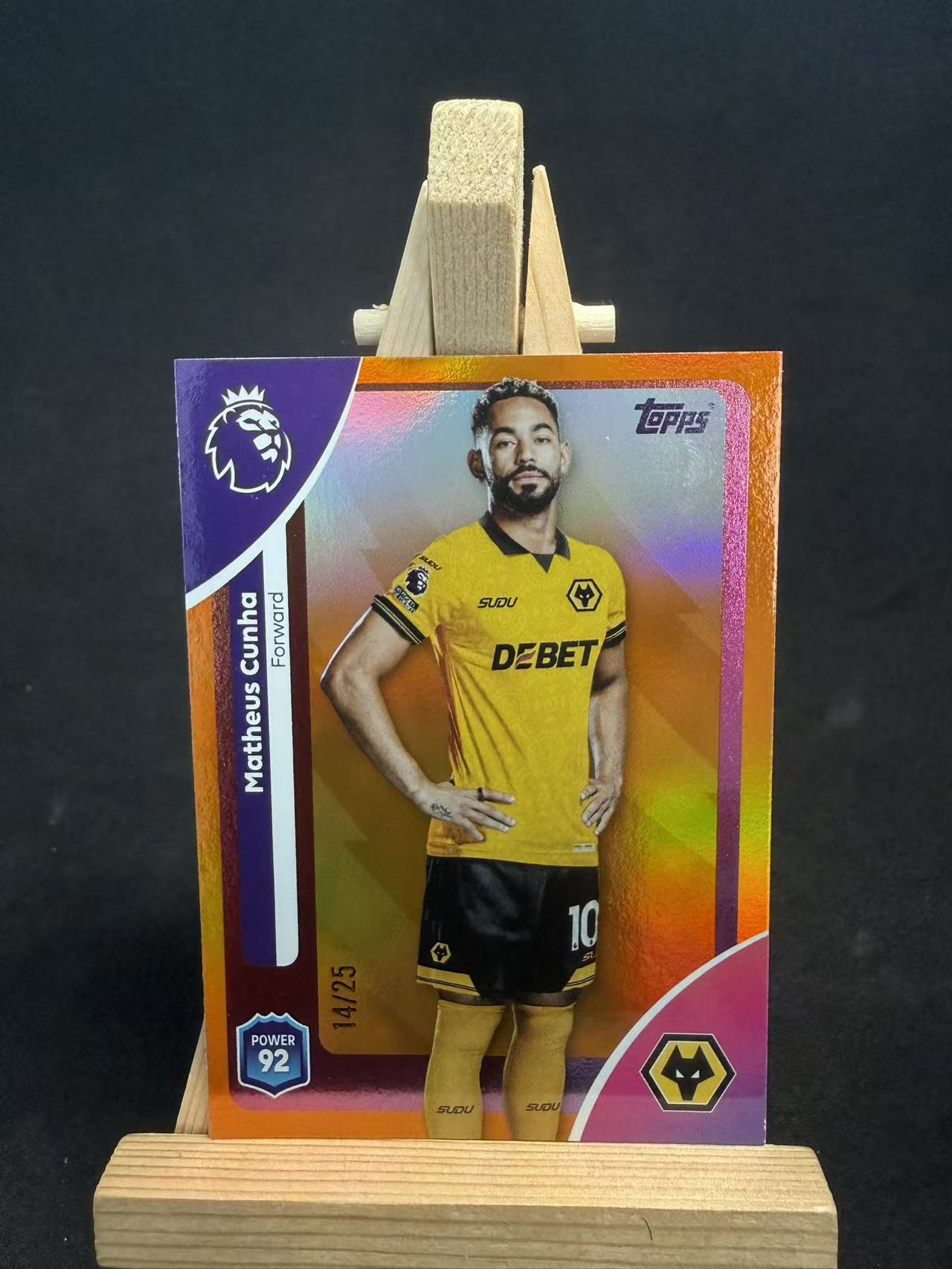 2025-26 Topps Premier Matheus Cunha 马特乌斯 库尼亚 狼队 曼联 巴西 折射 橙折 /25编 默认瑕疵 介意勿拍 乐