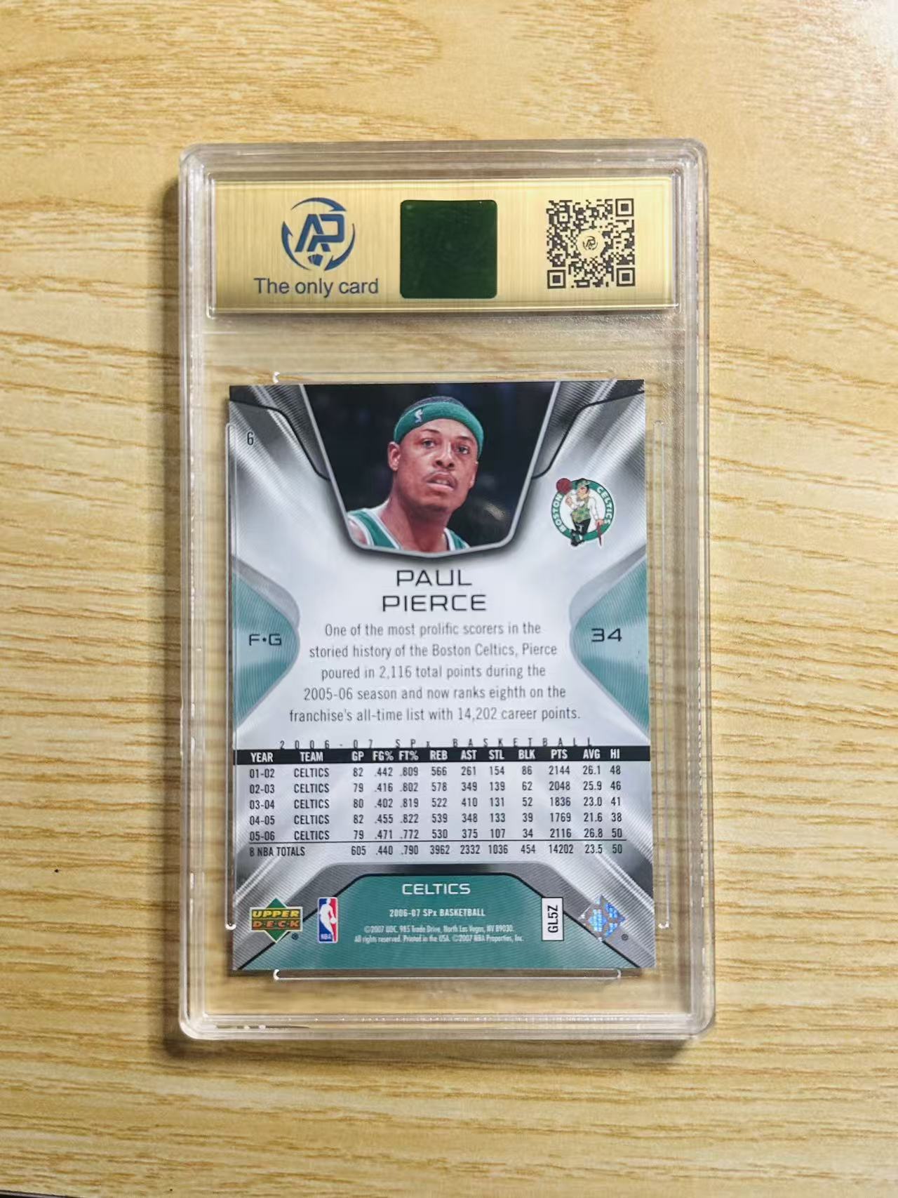 2006-07 Upper Deck SPx Paul Pierce 嘿嘿代卖 UD 保罗 皮尔斯 老卡 老特 真理 凯尔特人 RPA8.5 收藏必备