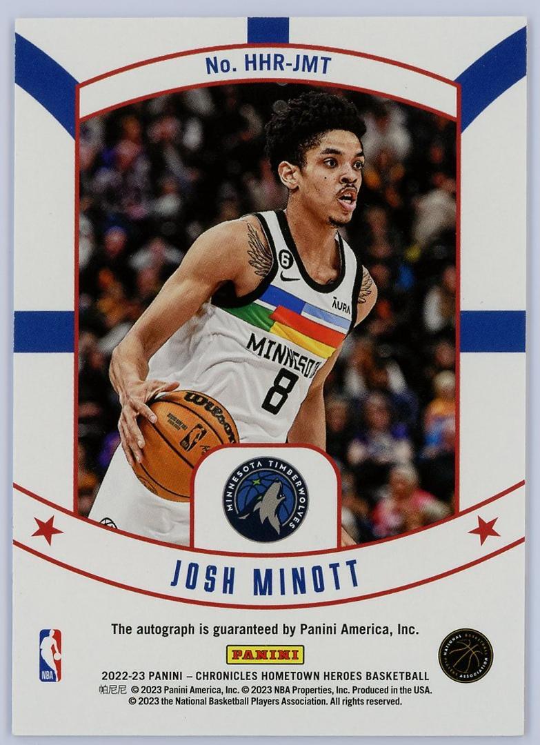 2022-23 Panini Chronicles Josh Minott RC 约什米诺特 新秀 编年史 99编 签字 家乡英雄签 蓝平行 森林狼 卡品如图 0KM4/11.9