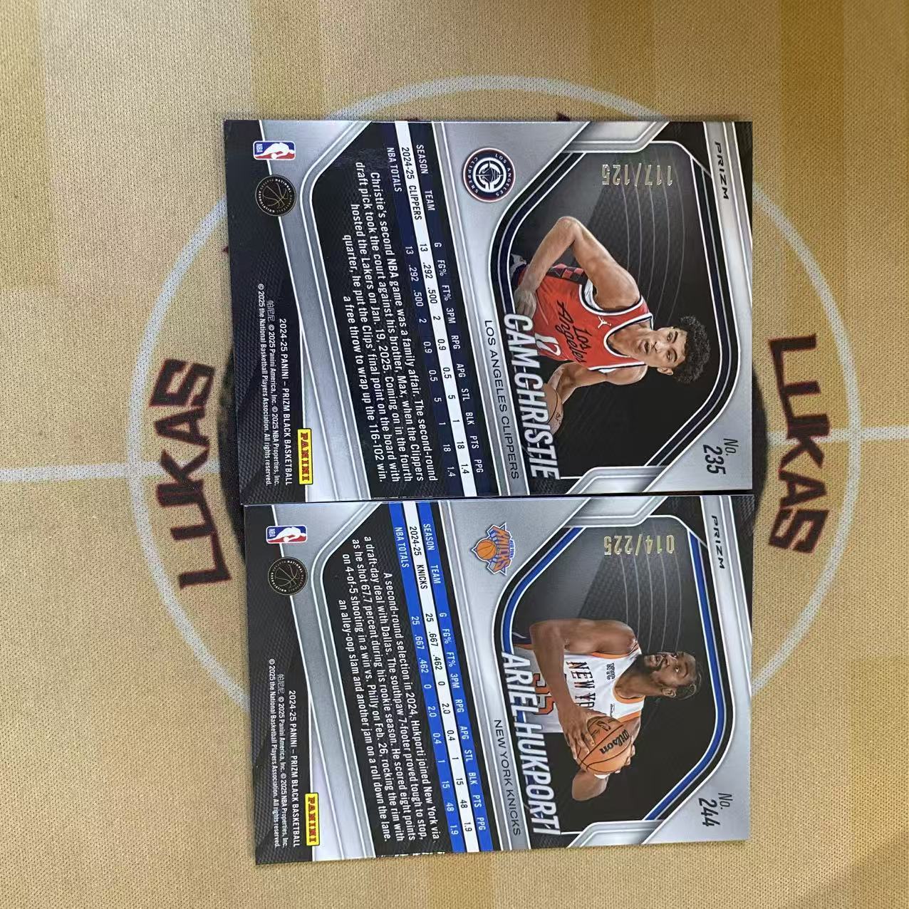 撸卡厮 Lukas 2024 prizm black 快船 潜力新秀克里斯蒂 阿里尔 胡克波尔蒂 Ariel Hukporti 125 225编 新秀折射卡 打包(nq)