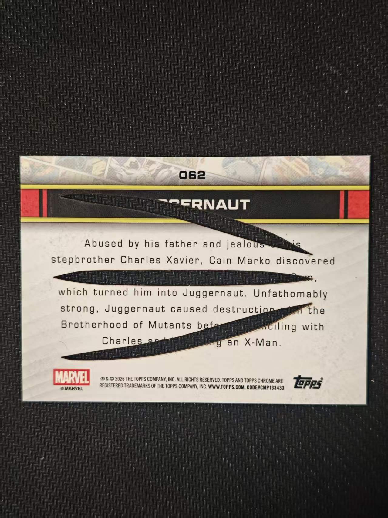 2026 Topps Chrome Juggernaut 【有品代卖】漫威 MARVEL 红坦克 20编 base 狼爪 抓痕 爪痕变化版 大比例 值得收藏 折射 卡品如图/sushi