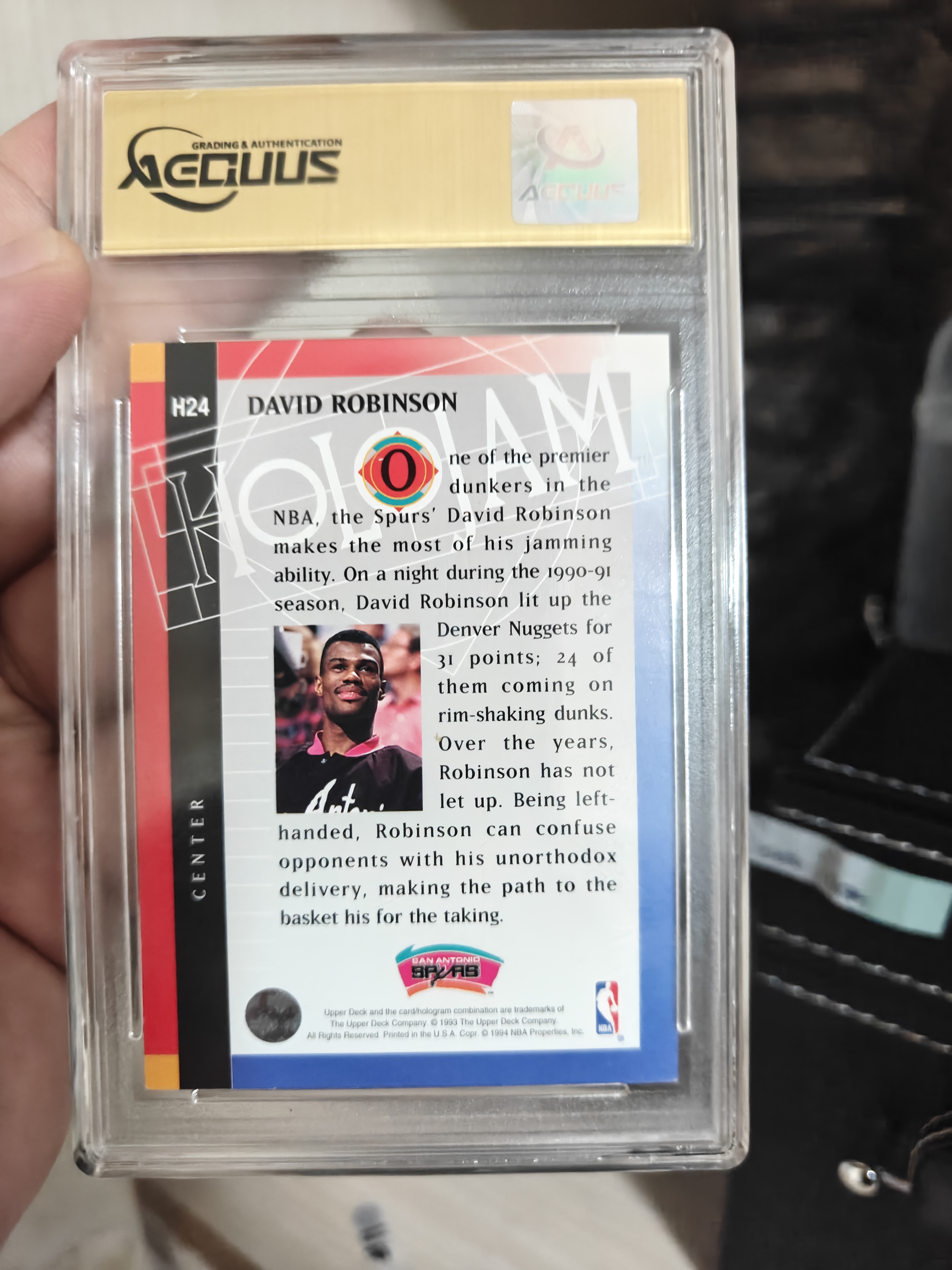 1993 Upper Deck Holojams David Robinson #H24 30年老卡 顶级 全息 折色 大卫 罗宾逊 海军上校 收藏必备