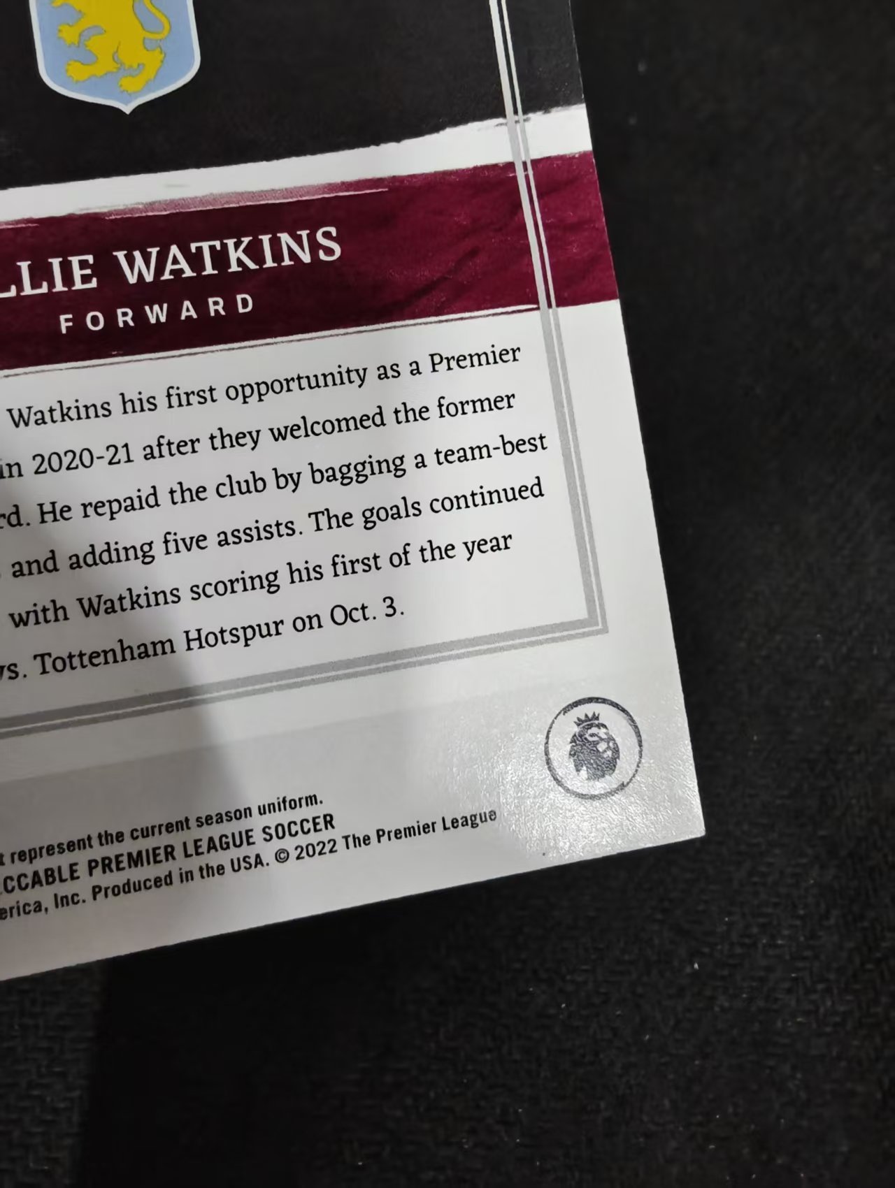 2021-22 Panini Impeccable Ollie Watkins 英超 小真金 阿斯顿维拉 沃特金斯 55编 瑕疵如图