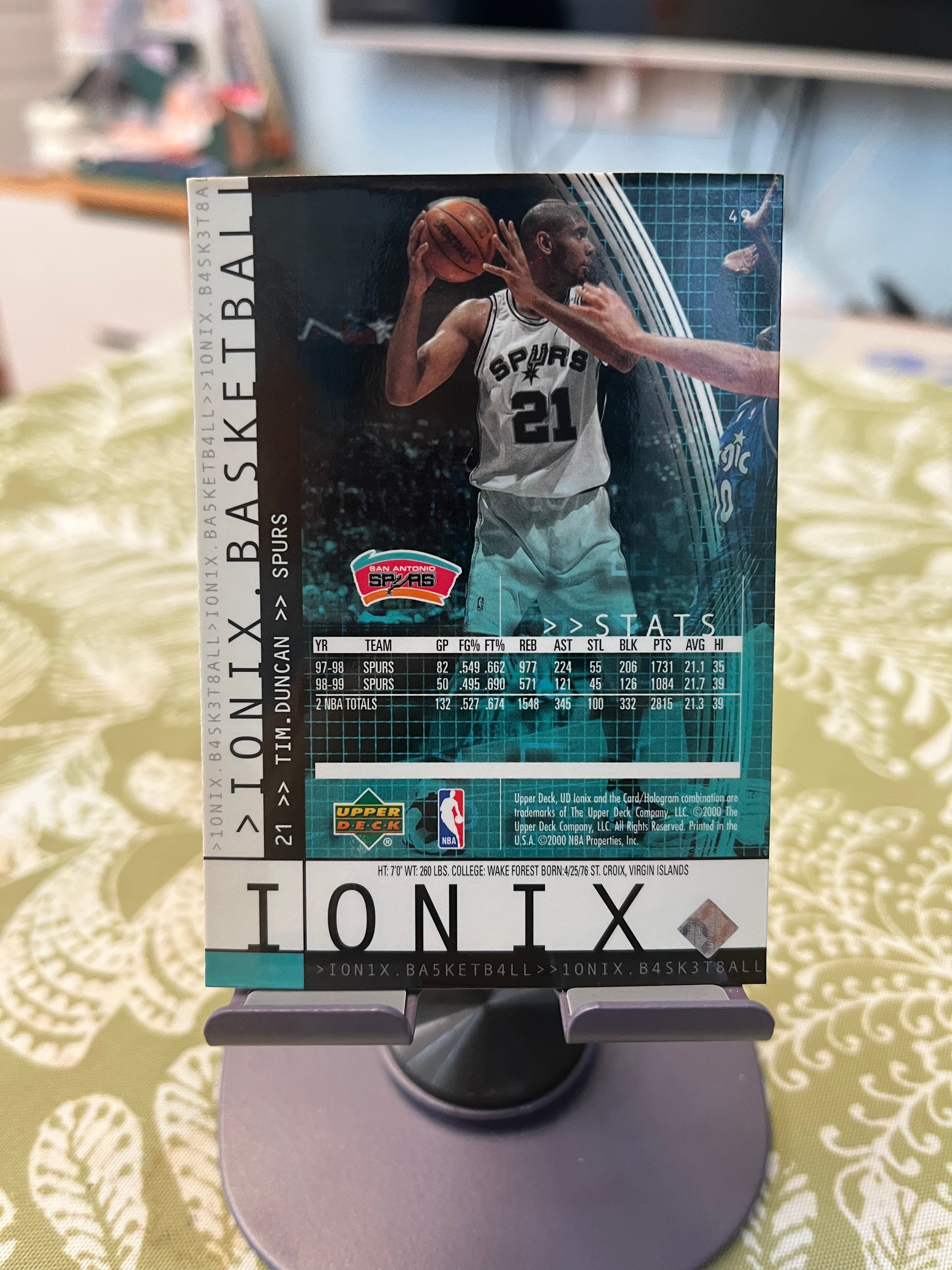 2000 Upper Deck 老卡 老特 Tim Duncan 蒂姆 邓肯 石佛 马刺【IONIX】【边角瑕疵如图 介意勿拍】#1048